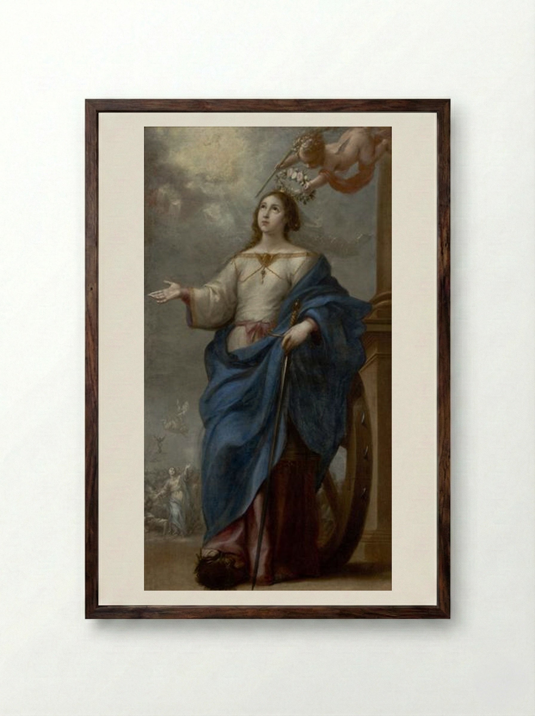 Saint Catherine of Alexandria - Bartolomé Esteban Murillo - Framed Print Dark Wood