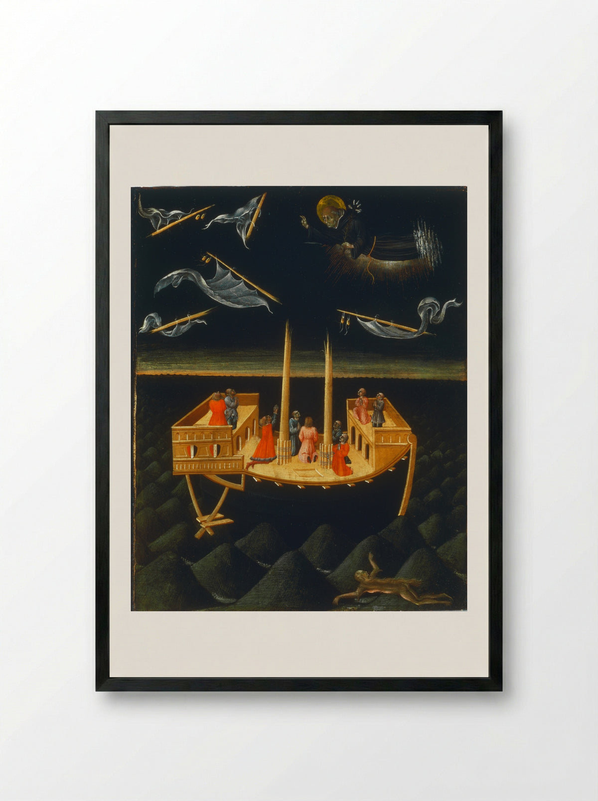 Saint Catherine of Siena Exchanging Her Heart with Christ - Giovanni di Paolo - Framed Print Black