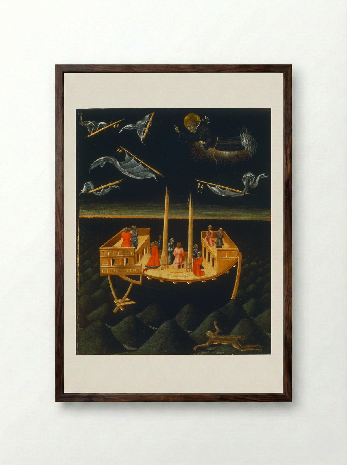 Saint Catherine of Siena Exchanging Her Heart with Christ - Giovanni di Paolo - Framed Print Dark Wood