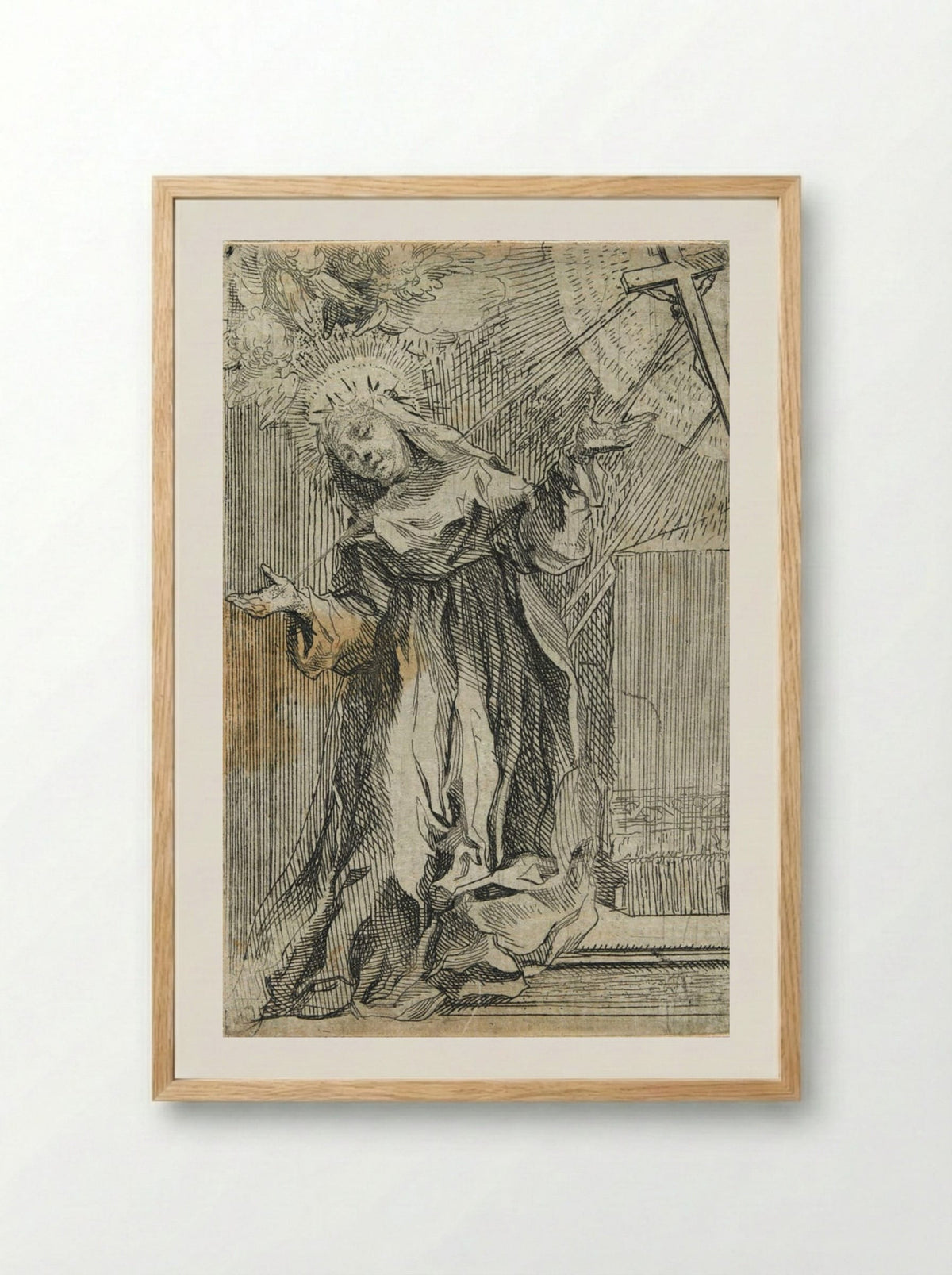 Saint Catherine of Siena Receiving the Stigmata - Francesco Vanni - Framed Print Wood