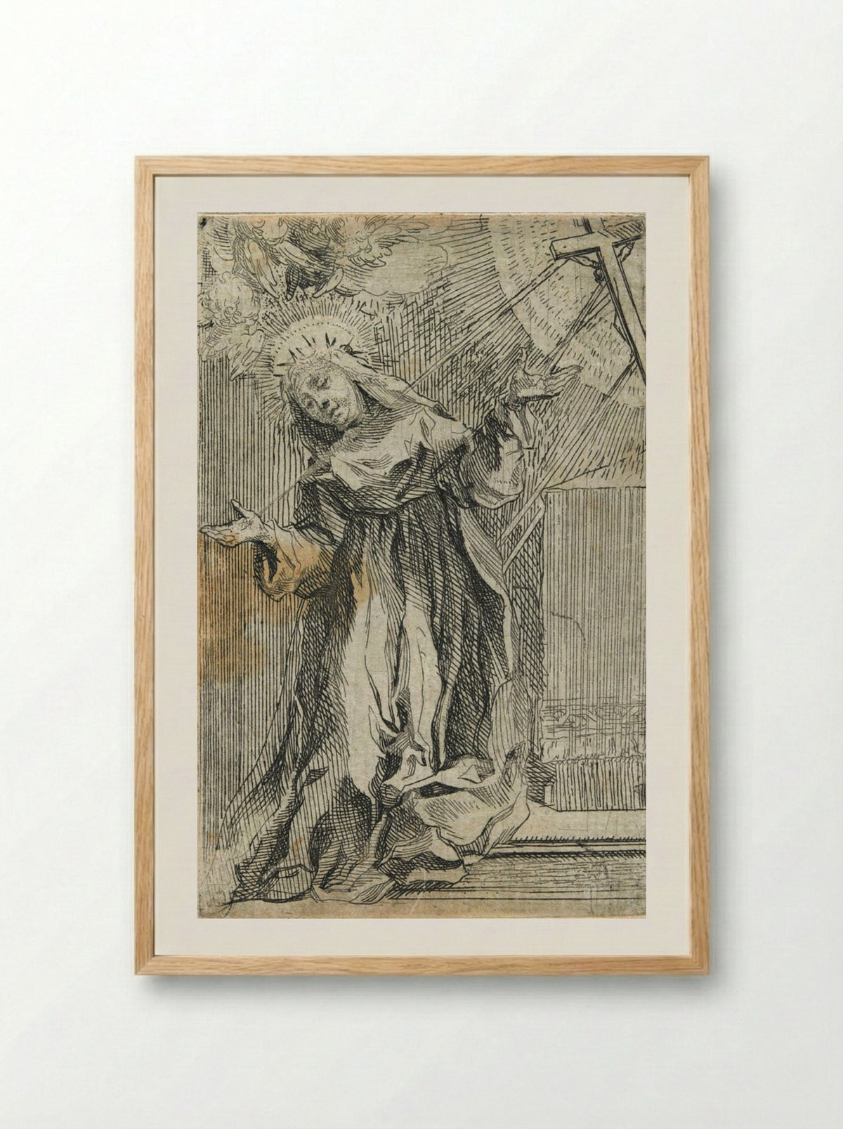 Saint Catherine of Siena Receiving the Stigmata - Francesco Vanni - Framed Print Wood
