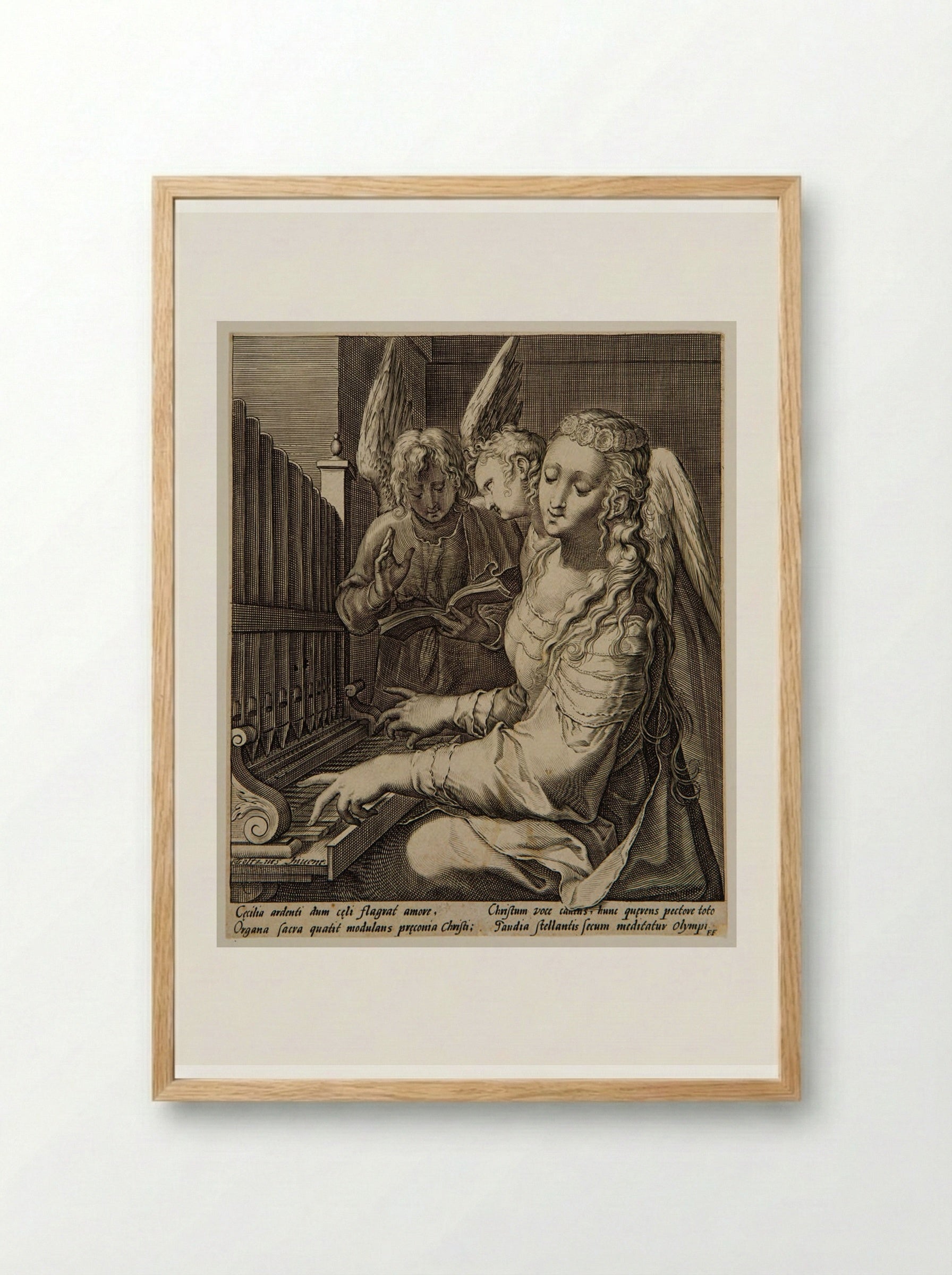 Saint Cecilia Playing the Organ - Jacob Matham - Framed Print Wood