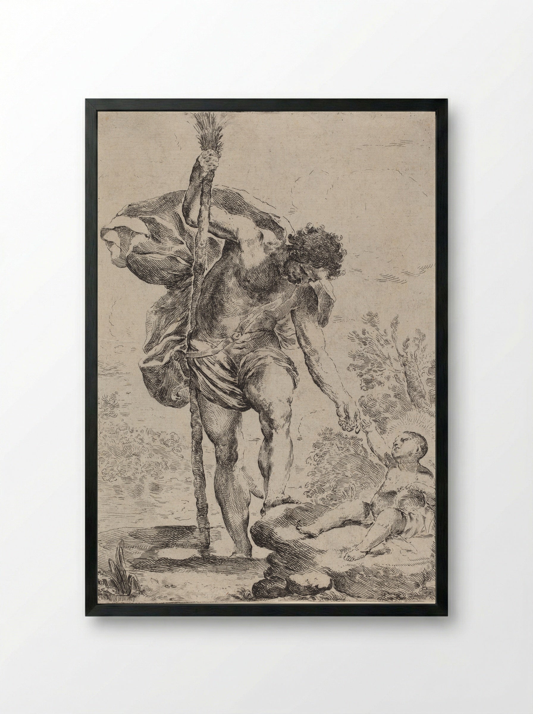 Saint Christopher Carrying the Christ Child - Francesco Amato - Framed Print Black