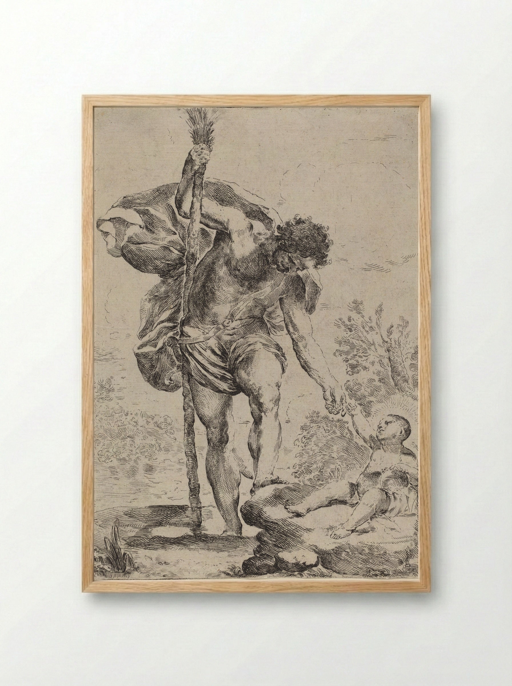 Saint Christopher Carrying the Christ Child - Francesco Amato - Framed Print Wood