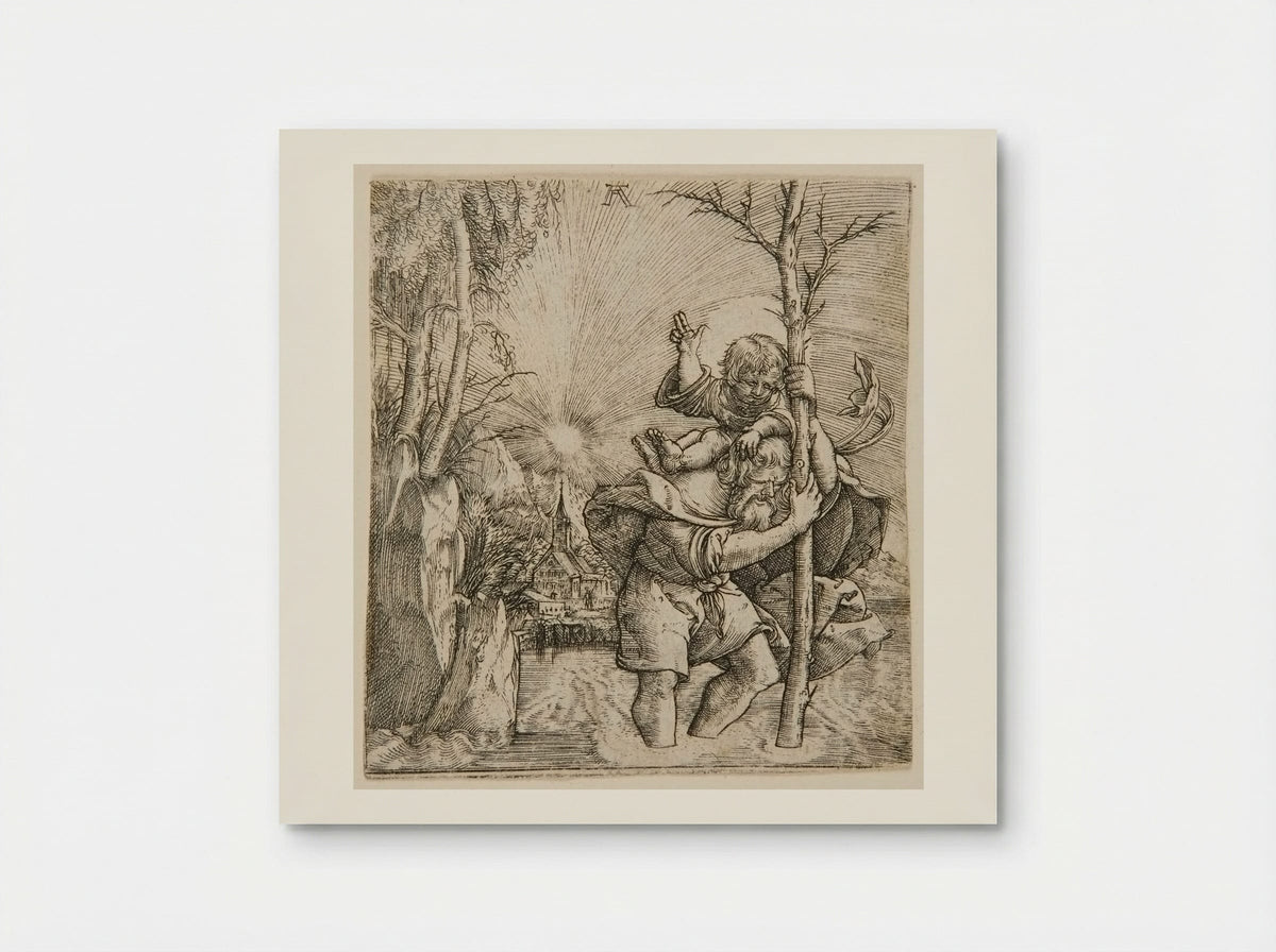 Saint Christopher Carrying the Christ Child - Albrecht Altdorfer - Poster