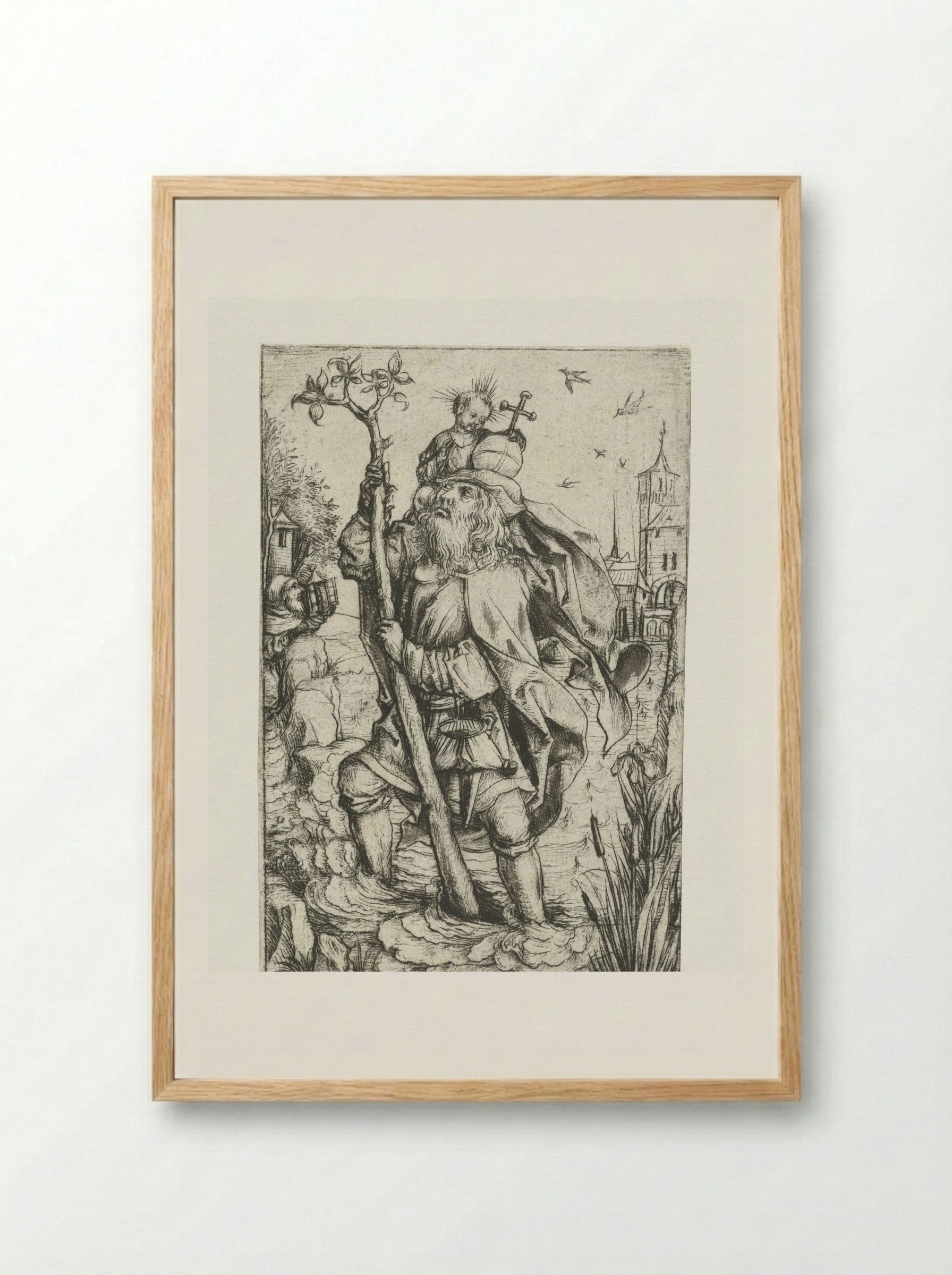 Saint Christopher (Small Version) - Meester van het Amsterdamse Kabinet - Framed Print Wood