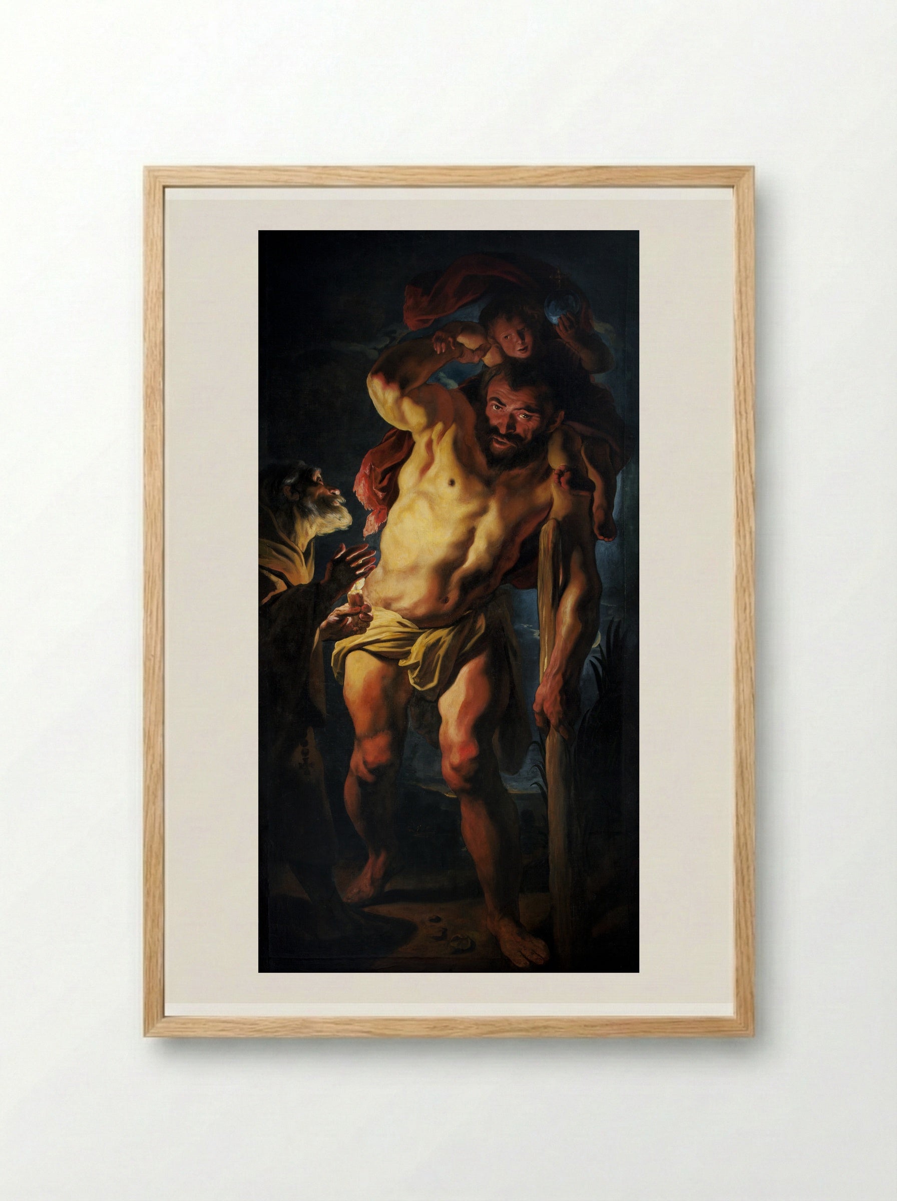 Saint Christopher carrying the Child Jesus - Jacob Jordaens - Framed Print Wood