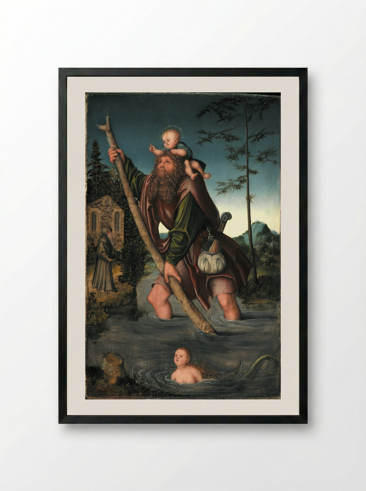 Saint Christopher - Lucas Cranach the Elder - Framed Print Black