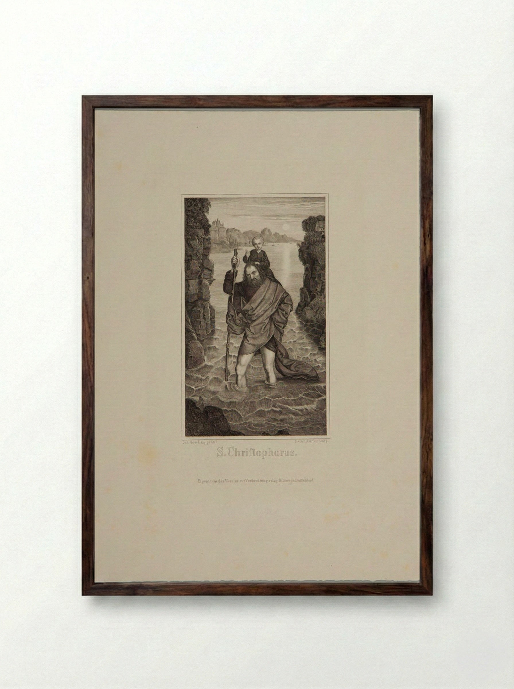Saint Christopher - Heinrich Nüsser - Framed Print Dark Wood