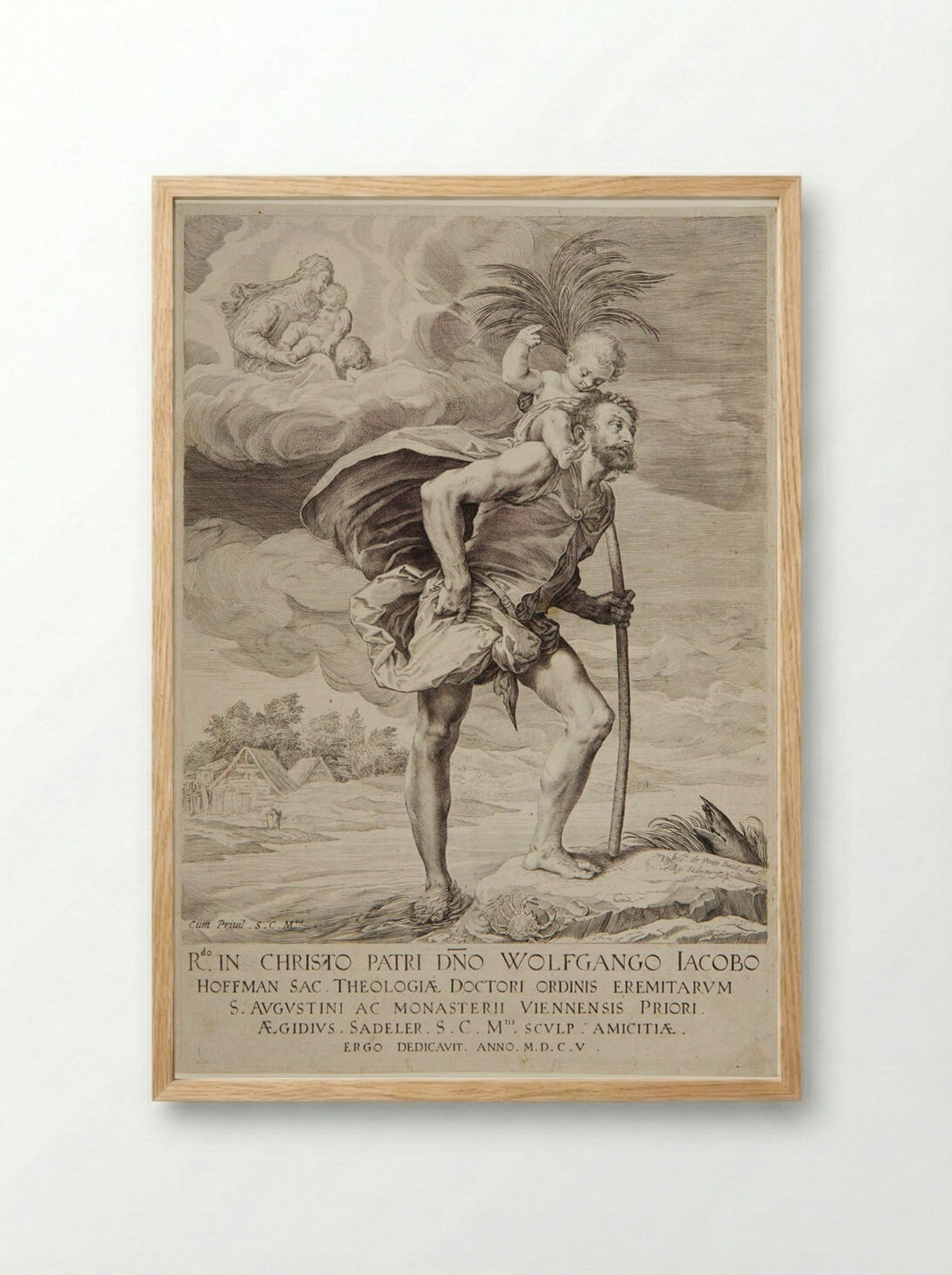 Saint Christopher - Aegidius Sadeler II - Framed Print Wood