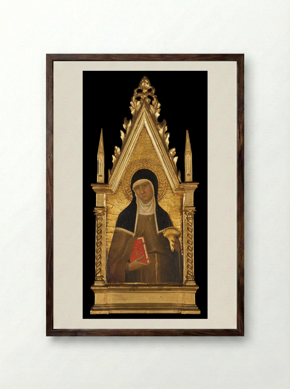Saint Clare - Lippo Memmi - Framed Print Dark Wood