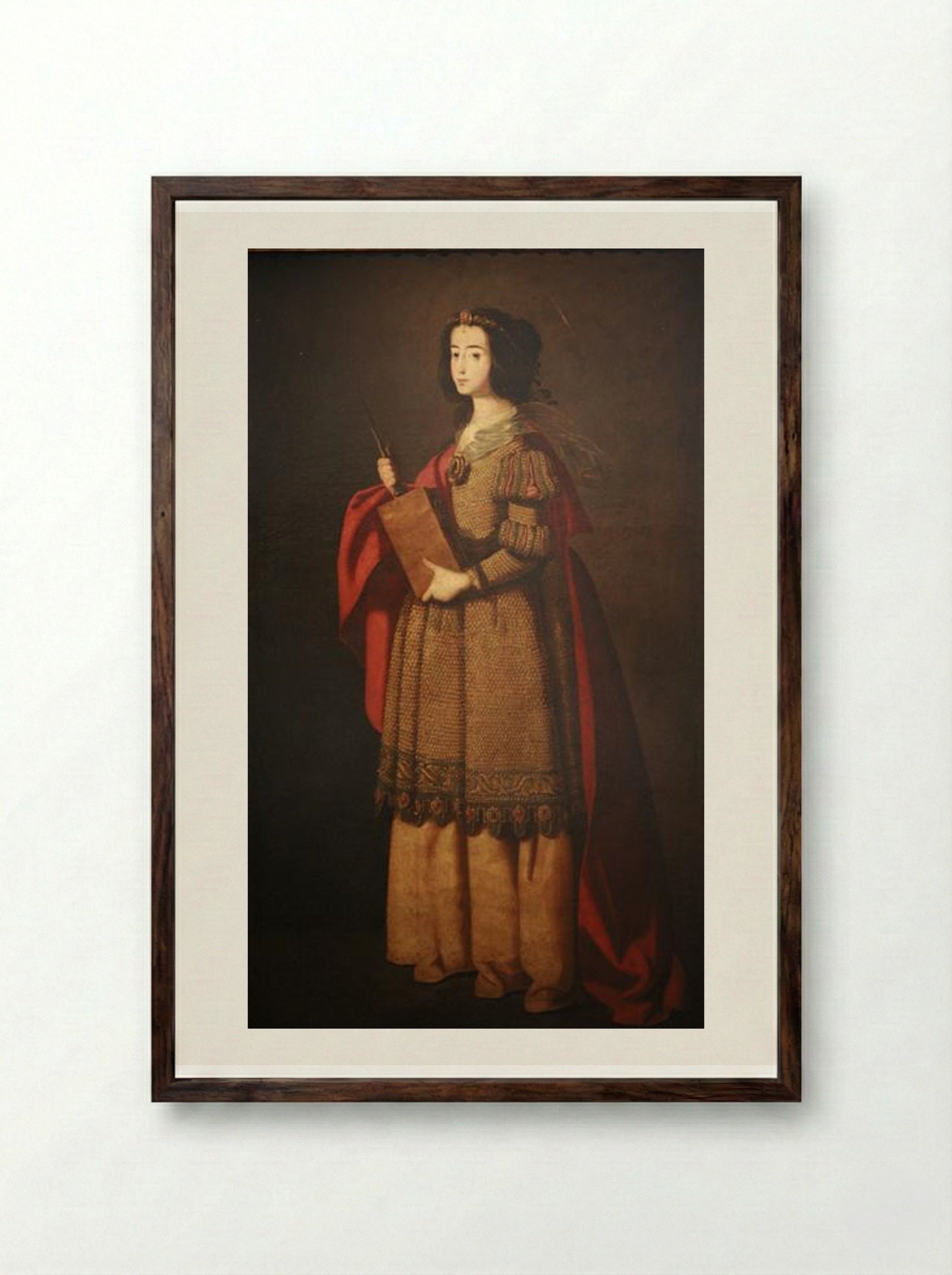 Saint Engracia - Francisco de Zurbarán - Framed Print Dark Wood
