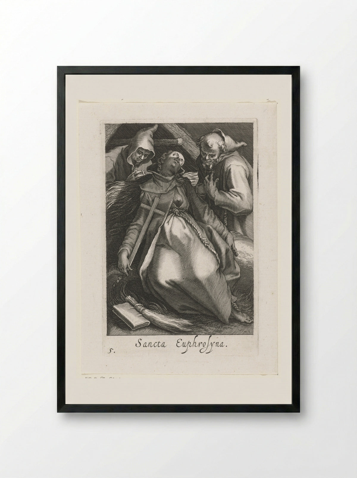 Saint Euphrosyne of Alexandria as a Hermit - Boëtius Adamsz. Bolswert - Framed Print Black