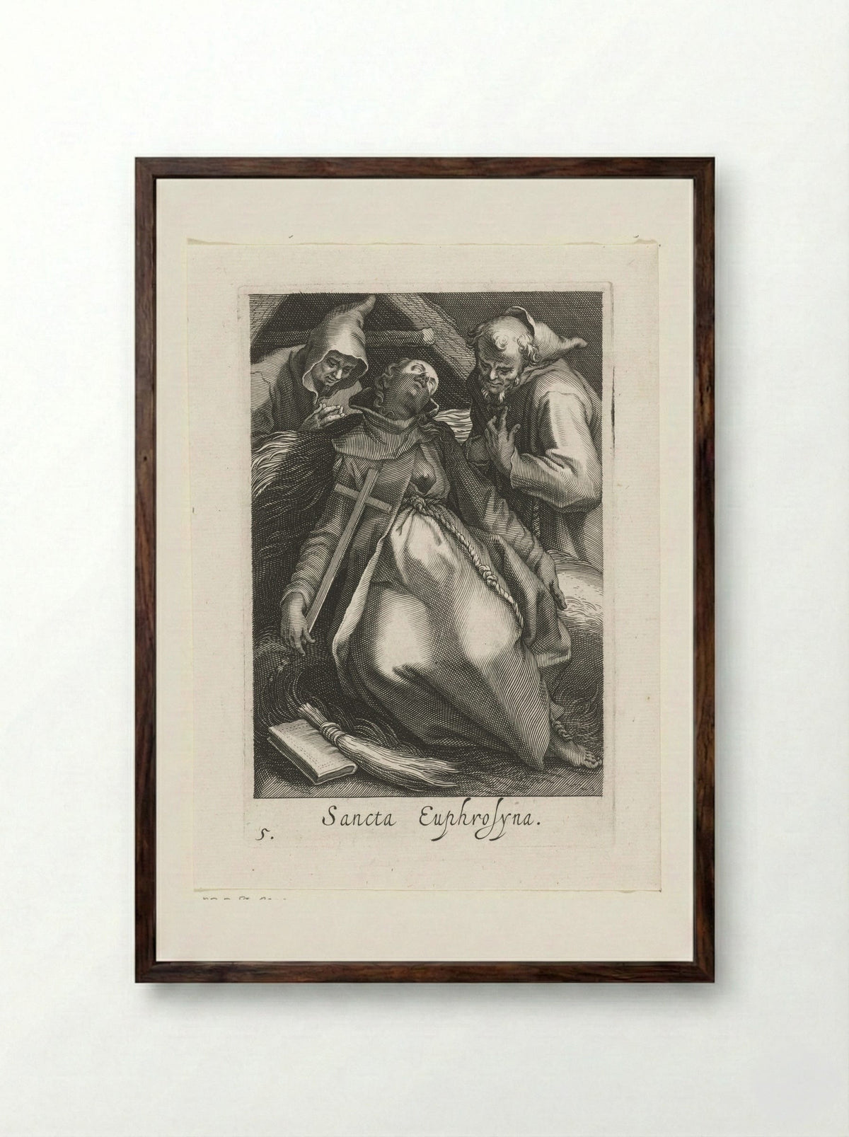 Saint Euphrosyne of Alexandria as a Hermit - Boëtius Adamsz. Bolswert - Framed Print Dark Wood