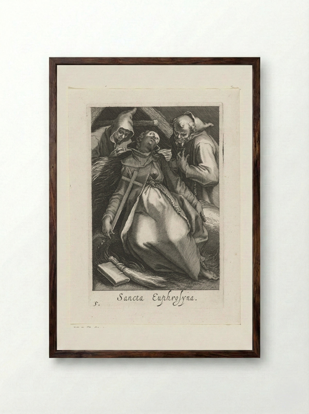 Saint Euphrosyne of Alexandria as a Hermit - Boëtius Adamsz. Bolswert - Framed Print Dark Wood