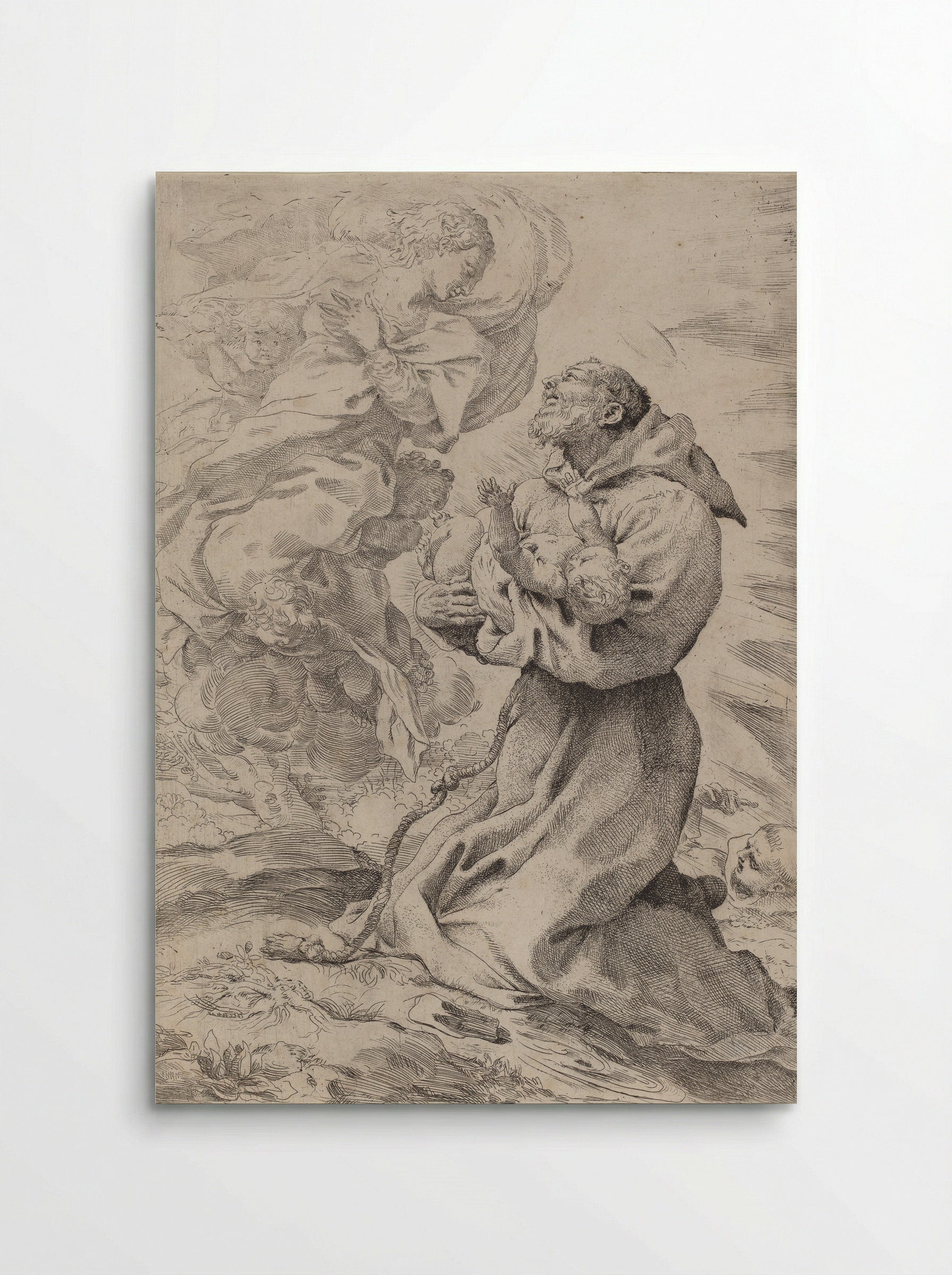 Saint Francis Receiving the Christ Child from the Virgin - Pietro Faccini - Poster