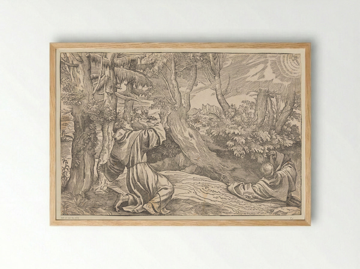 Saint Francis Receiving the Stigmata - Titian - Framed Print Wood