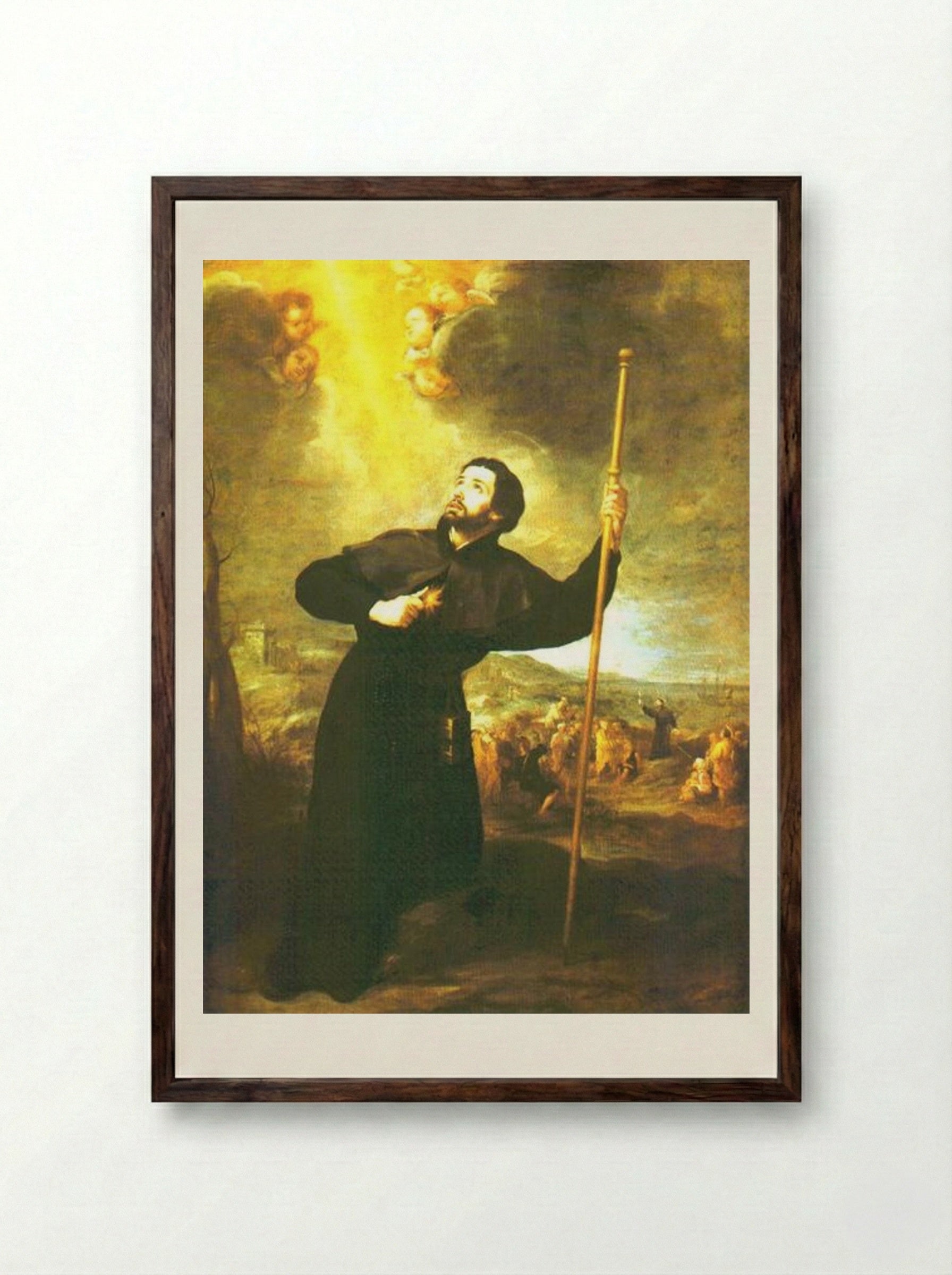 Saint Francis Xavier - Bartolomé Esteban Murillo - Framed Print Dark Wood