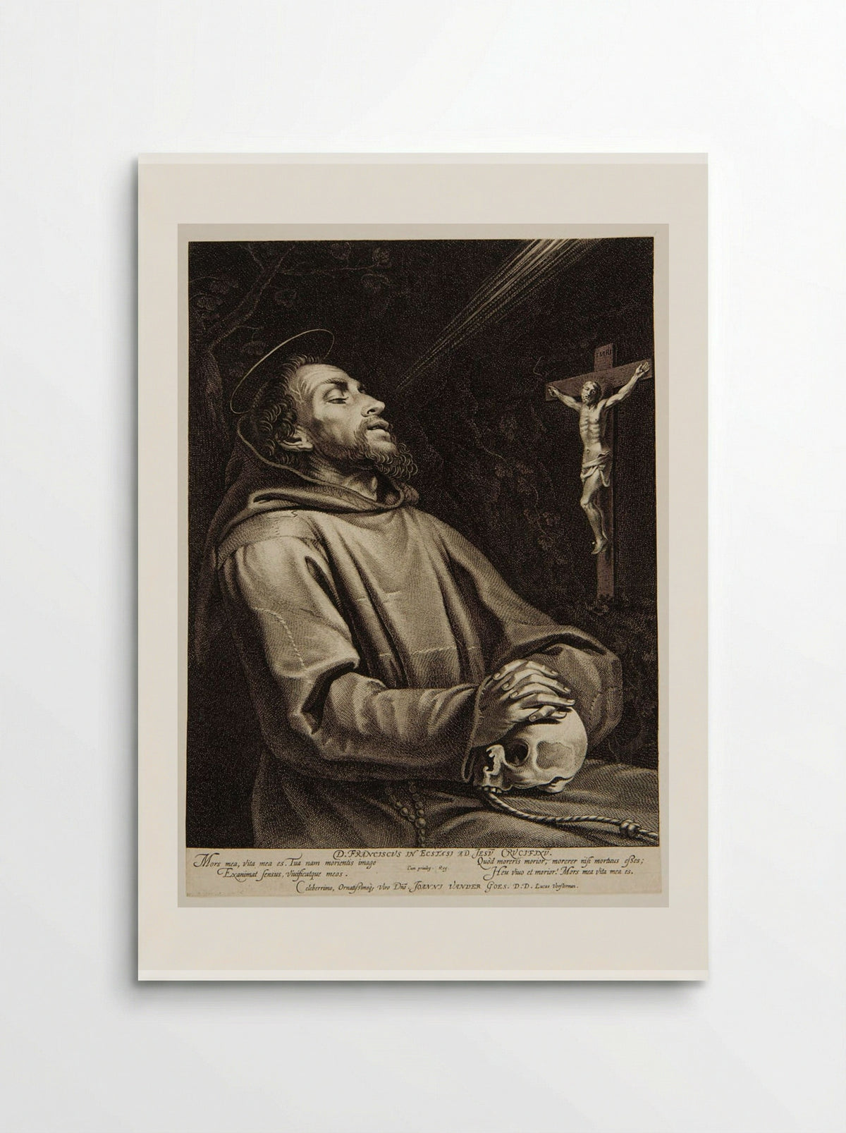 Saint Francis in Ecstasy before the Crucified Christ - Lucas Vorsterman I - Poster