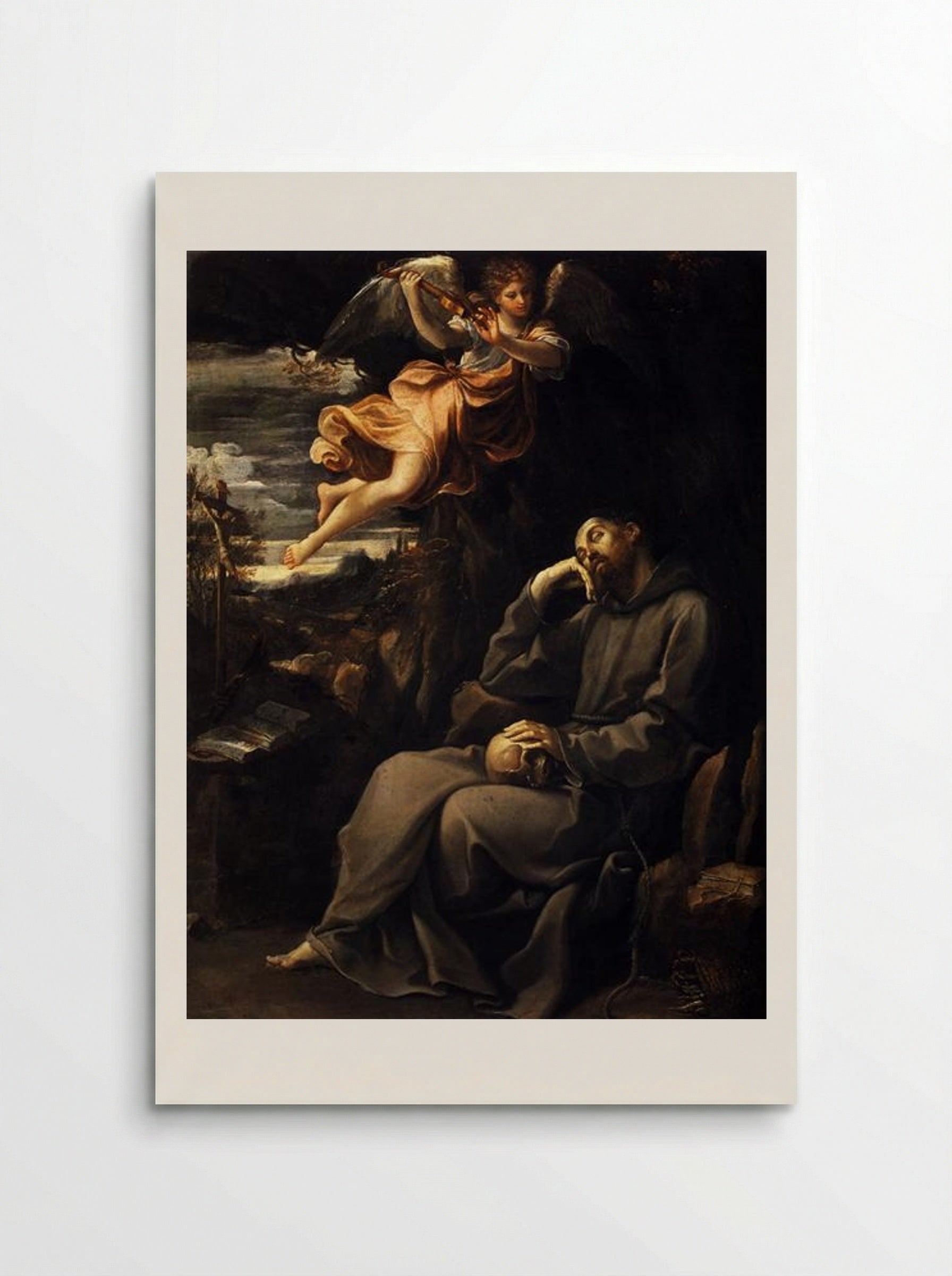 Saint Francis in Ecstasy with an Angel Musician - Guido Reni - Poster