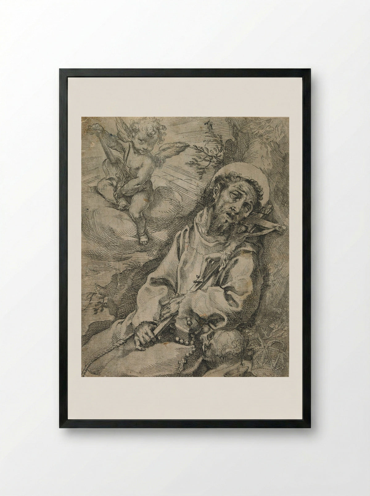 Saint Francis in Ecstasy - Francesco Vanni - Framed Print Black