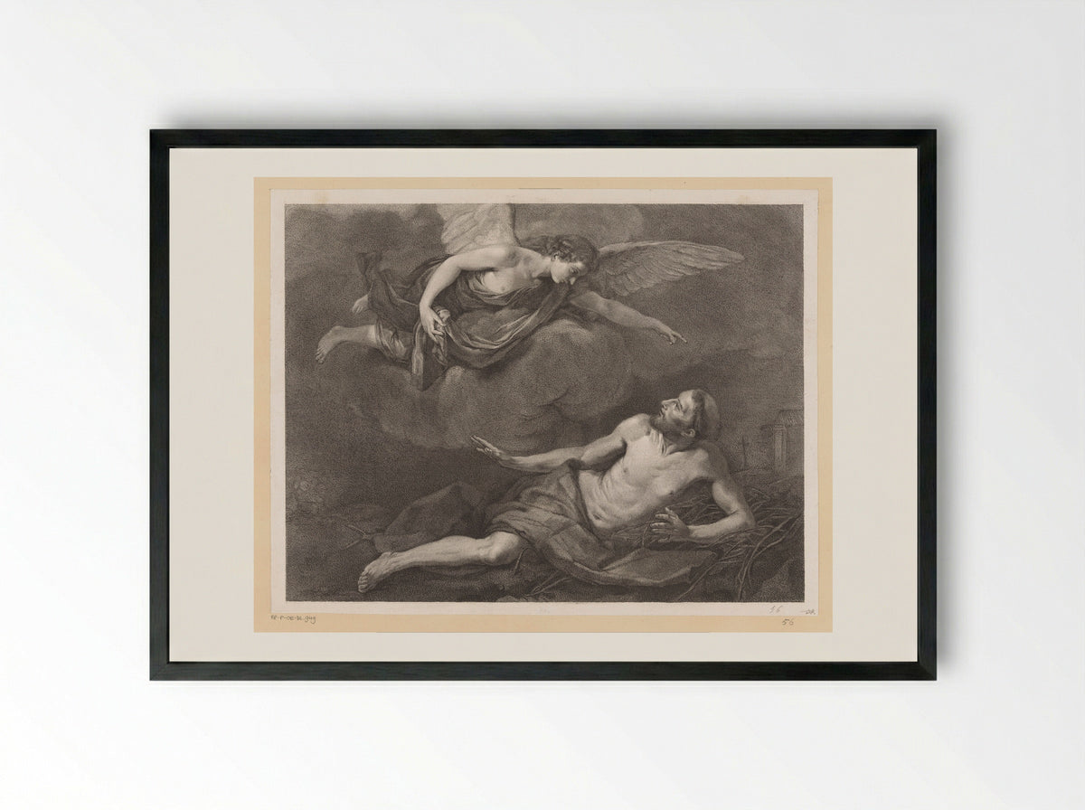 Saint Francis of Assisi and the Angel - Giovanni Marco Pitteri - Framed Print Black