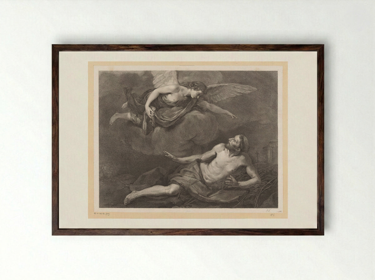 Saint Francis of Assisi and the Angel - Giovanni Marco Pitteri - Framed Print Dark Wood