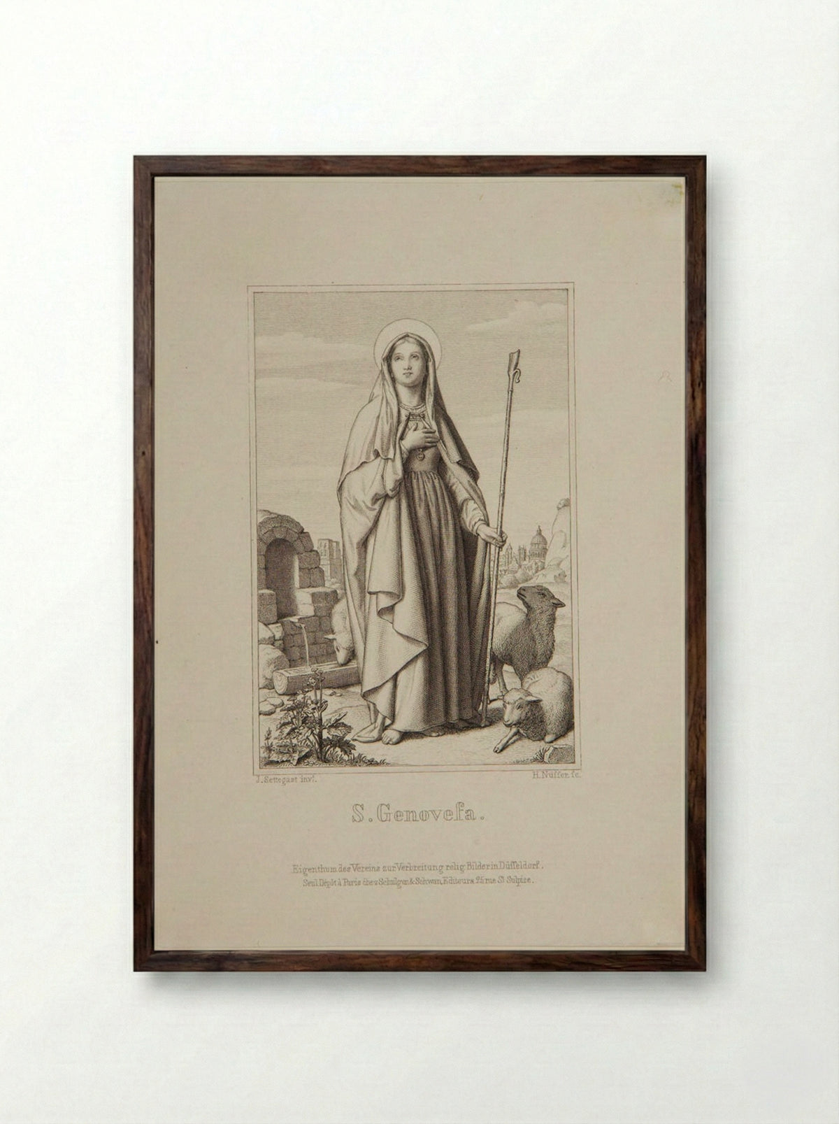 Saint Geneviève - Heinrich Nüsser - Framed Print Dark Wood