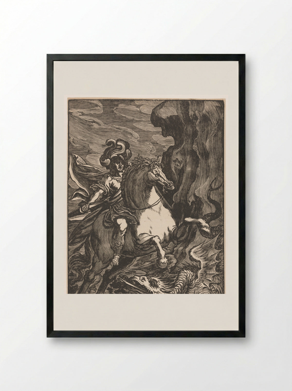 Saint George and the Dragon - Giuseppe Scolari - Framed Print Black