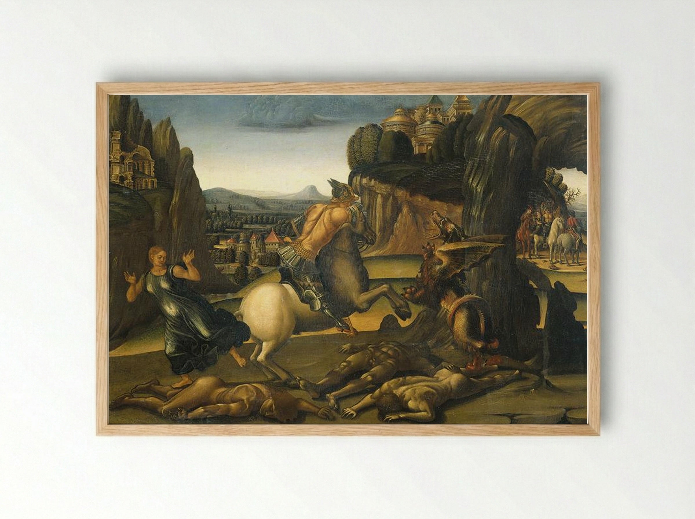 Saint George and the Dragon - Luca Signorelli - Framed Print Wood