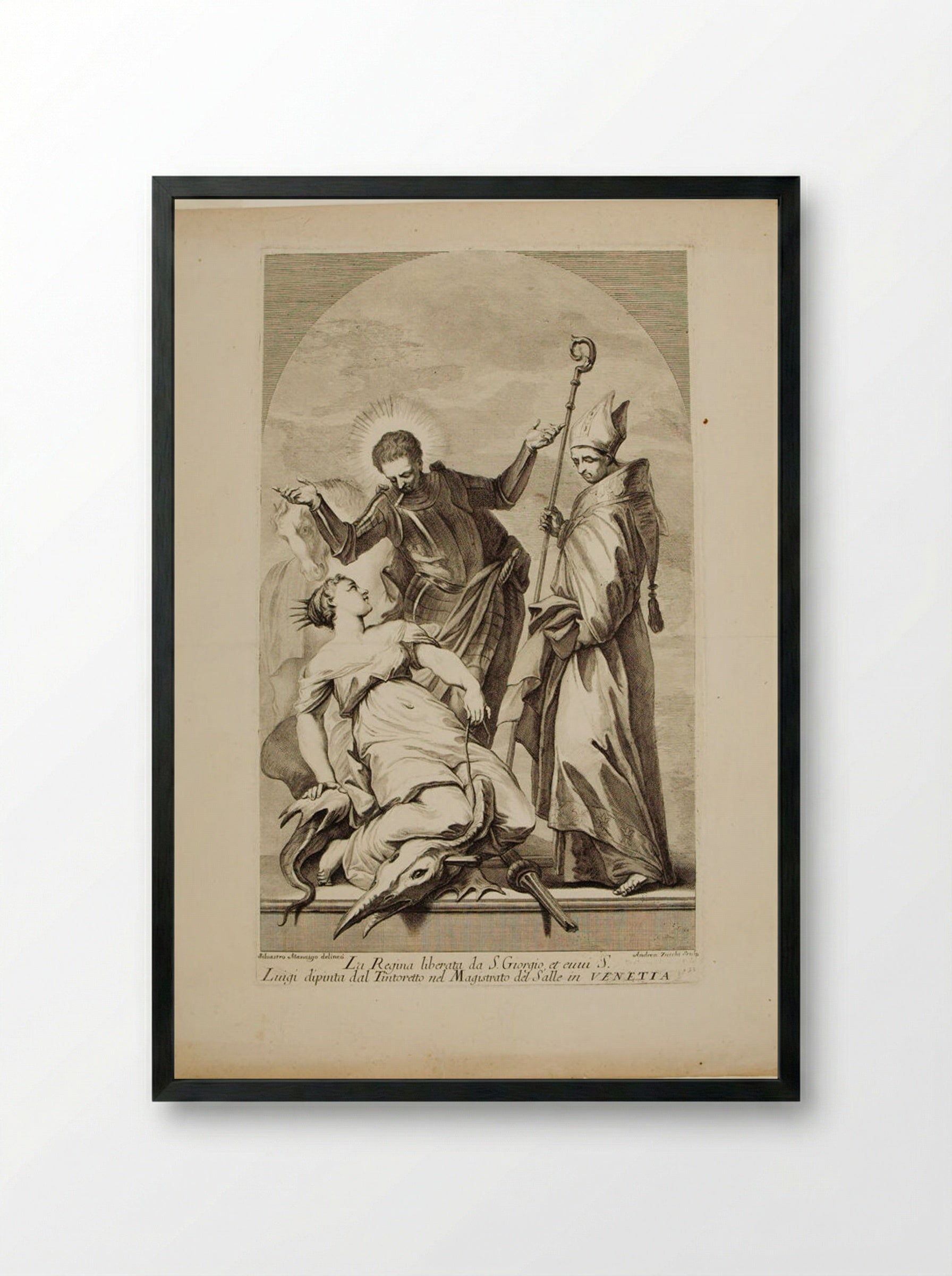 Saint George and the Princess, and Saint Louis - Andrea Zucchi - Framed Print Black