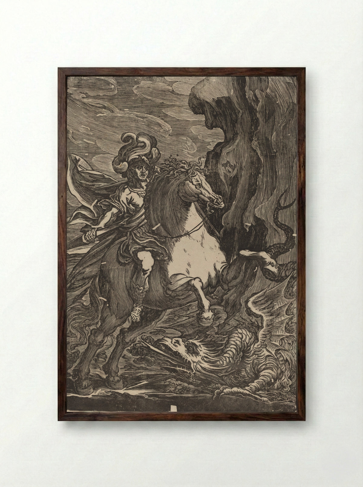 Saint George - Giuseppe Scolari - Framed Print Dark Wood