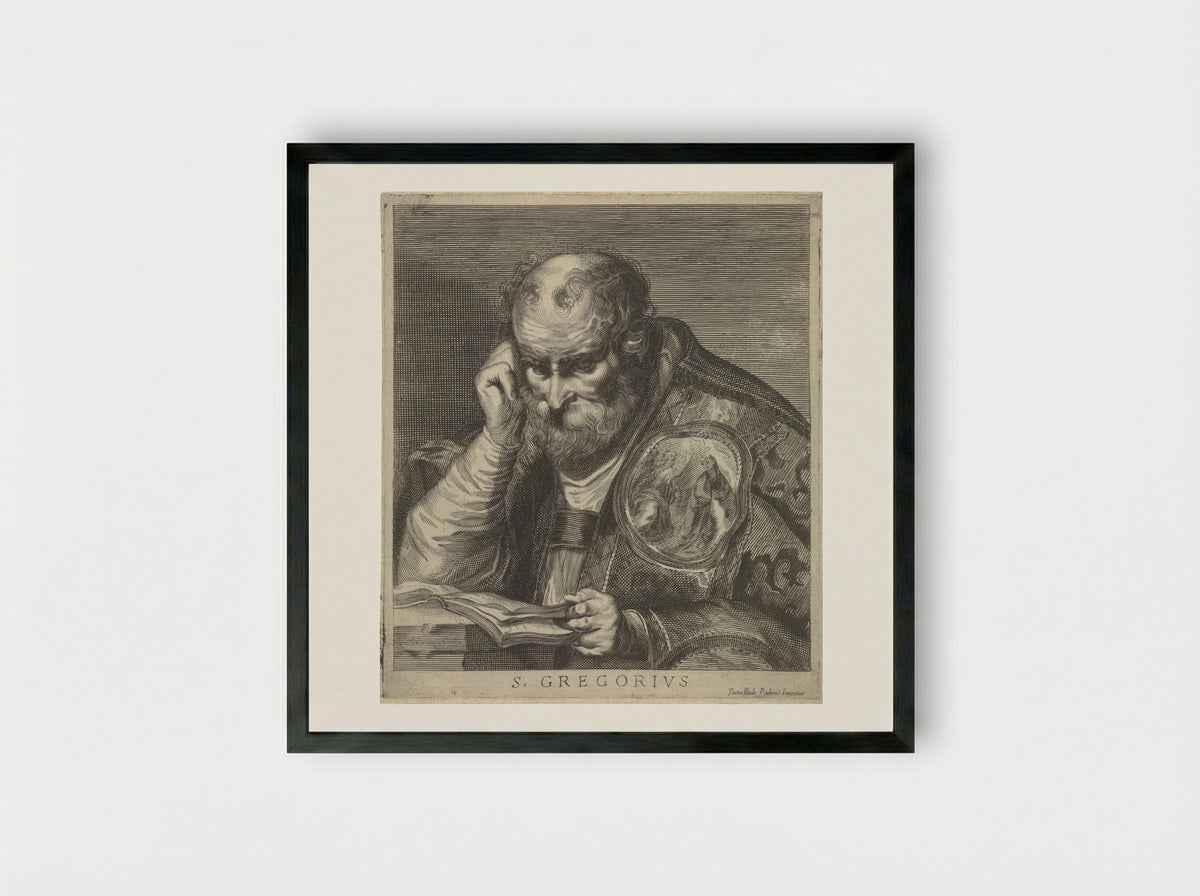 Saint Gregory Reading - Theodorus van Kessel - Framed Print Black