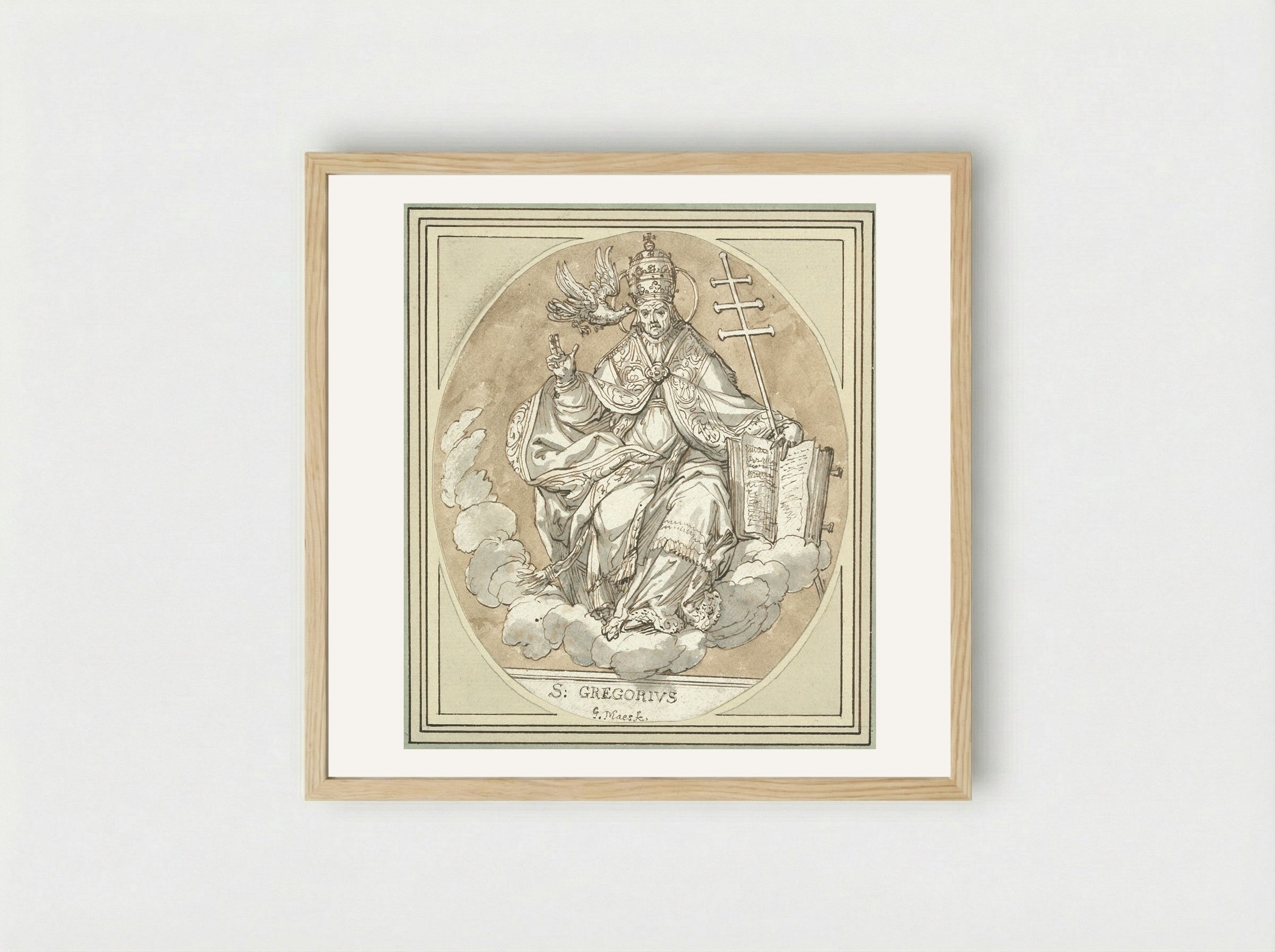 Saint Gregory - Godfried Maes - Framed Print Wood