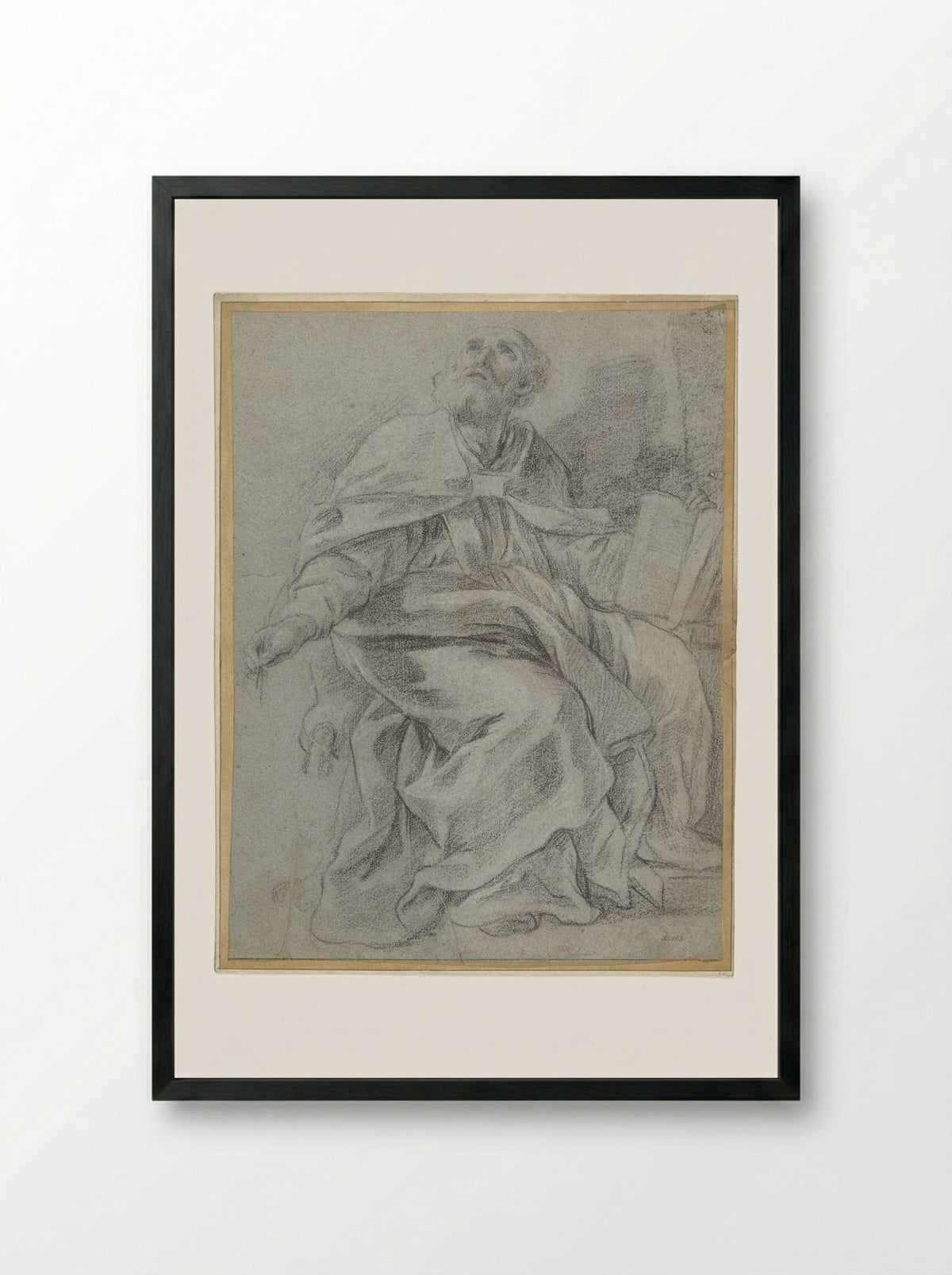 Saint Hilary Contemplating the Trinity - Guillaume Courtois - Framed Print Black