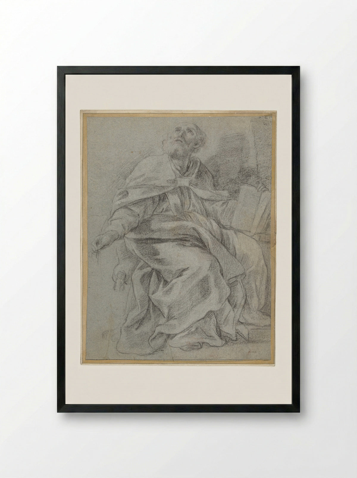 Saint Hilary Contemplating the Trinity - Guillaume Courtois - Framed Print Black
