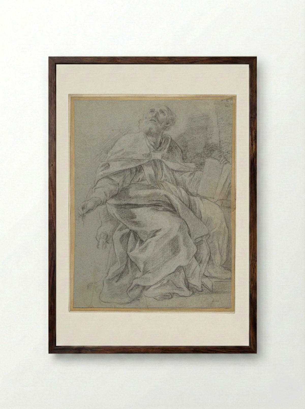 Saint Hilary Contemplating the Trinity - Guillaume Courtois - Framed Print Dark Wood
