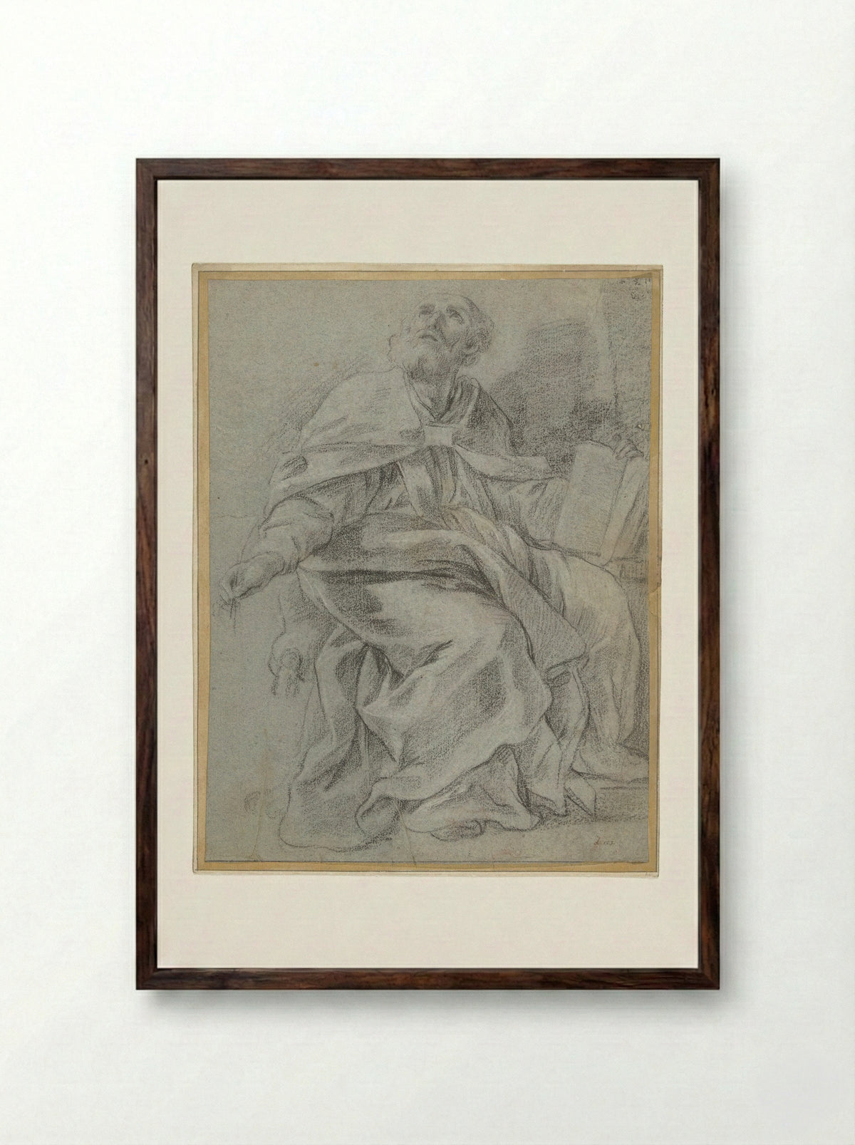 Saint Hilary Contemplating the Trinity - Guillaume Courtois - Framed Print Dark Wood