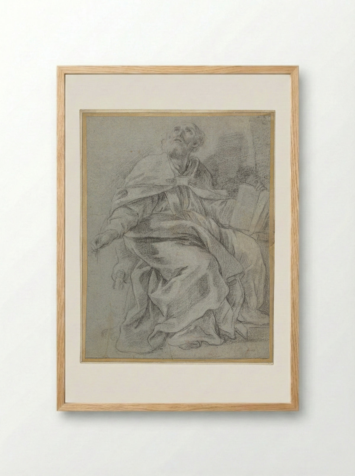 Saint Hilary Contemplating the Trinity - Guillaume Courtois - Framed Print Wood