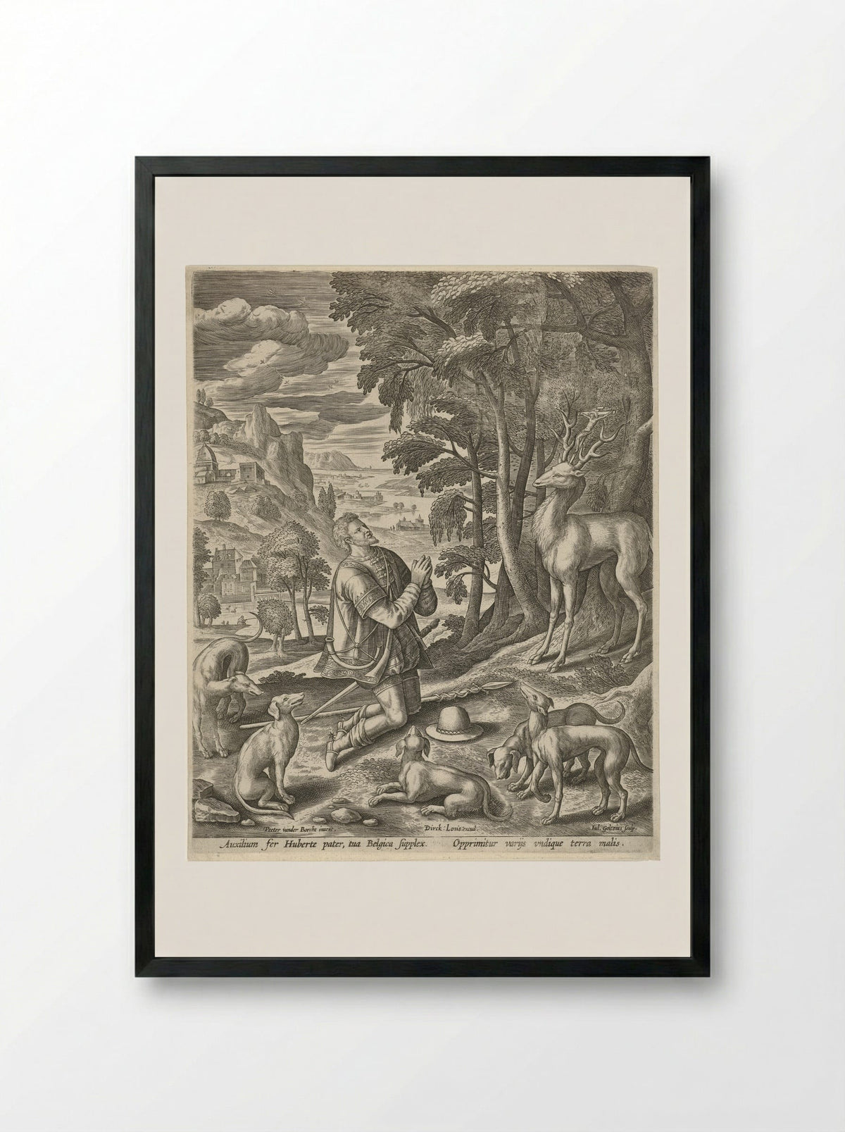 Saint Hubert - Hendrick Goltzius - Framed Print Black