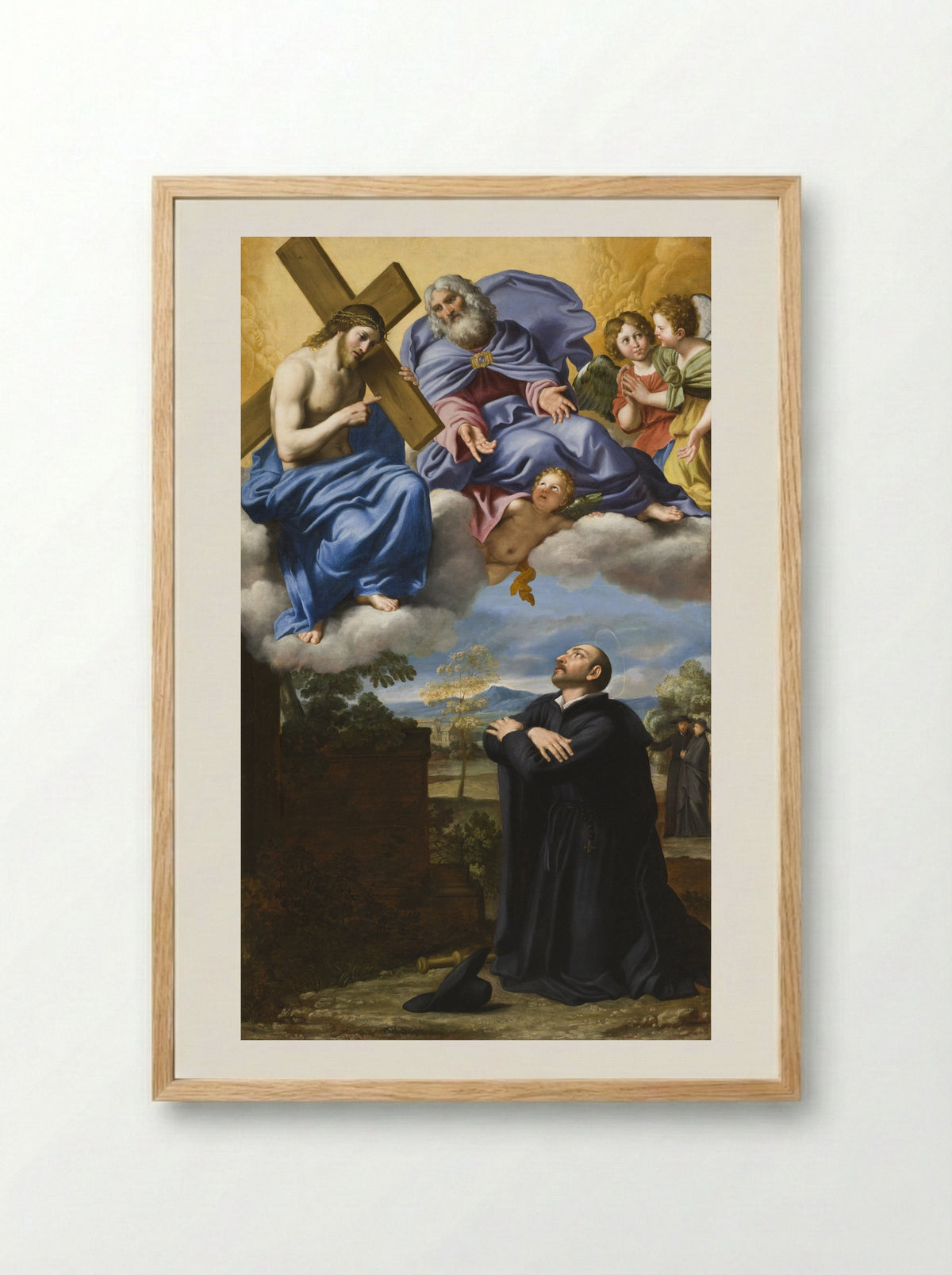 Saint Ignatius of Loyola's Vision of Christ and God the Father at La Storta - Domenichino - Framed Print Wood