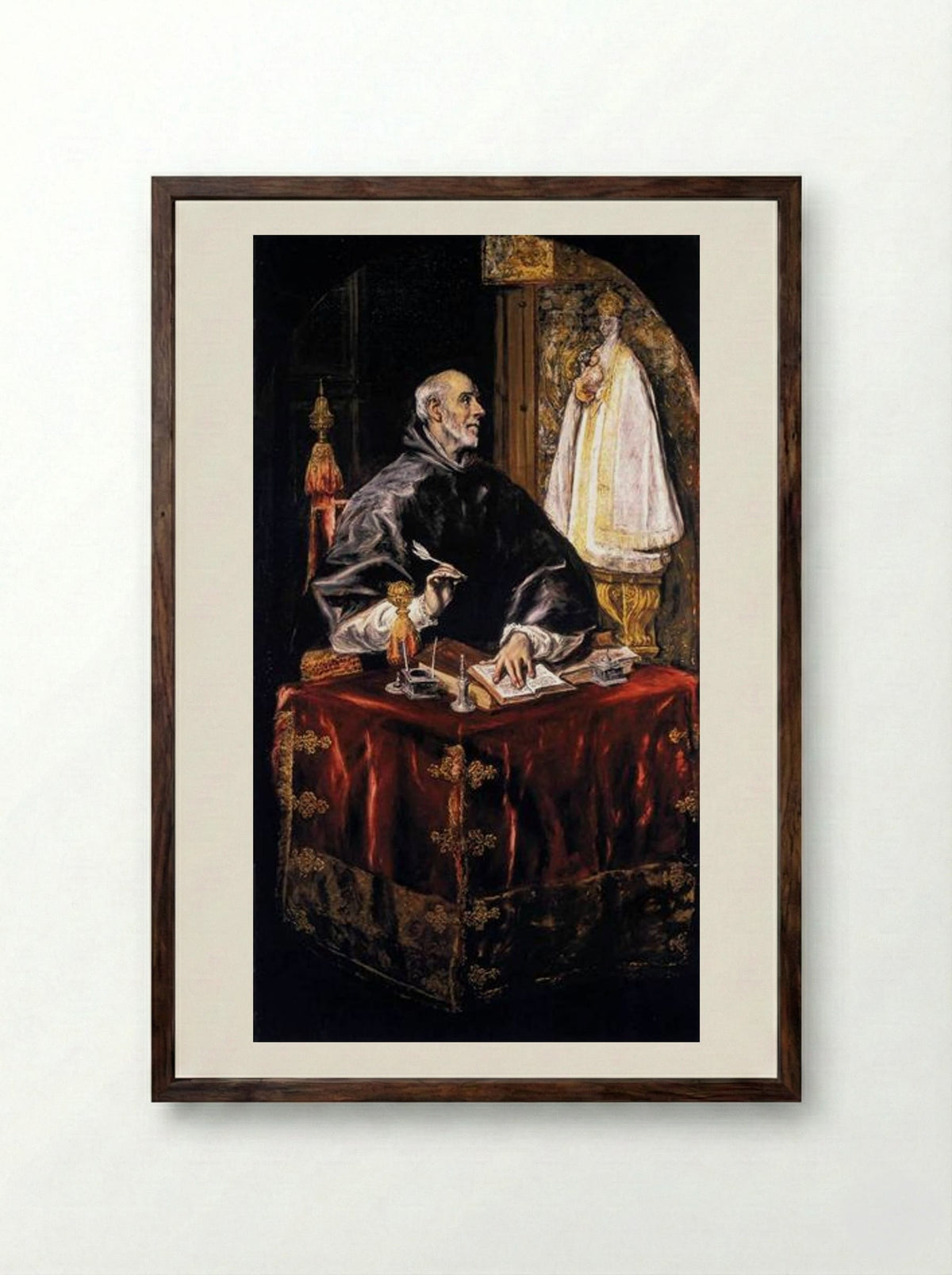 Saint Ildefonsus - El Greco - Framed Print Dark Wood