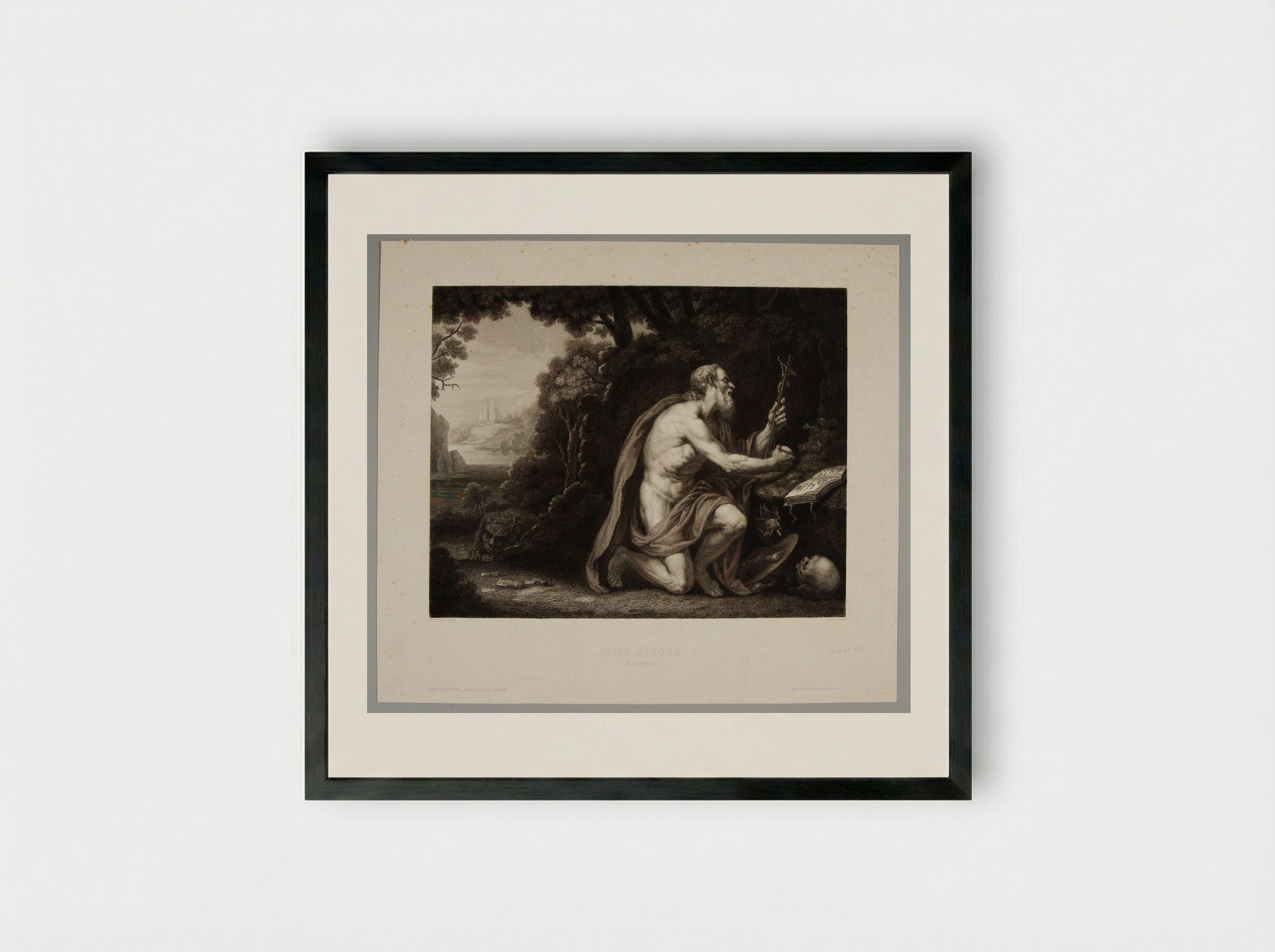 Saint Jerome (After Domenichino) - Jean Marie Leroux - Framed Print Black
