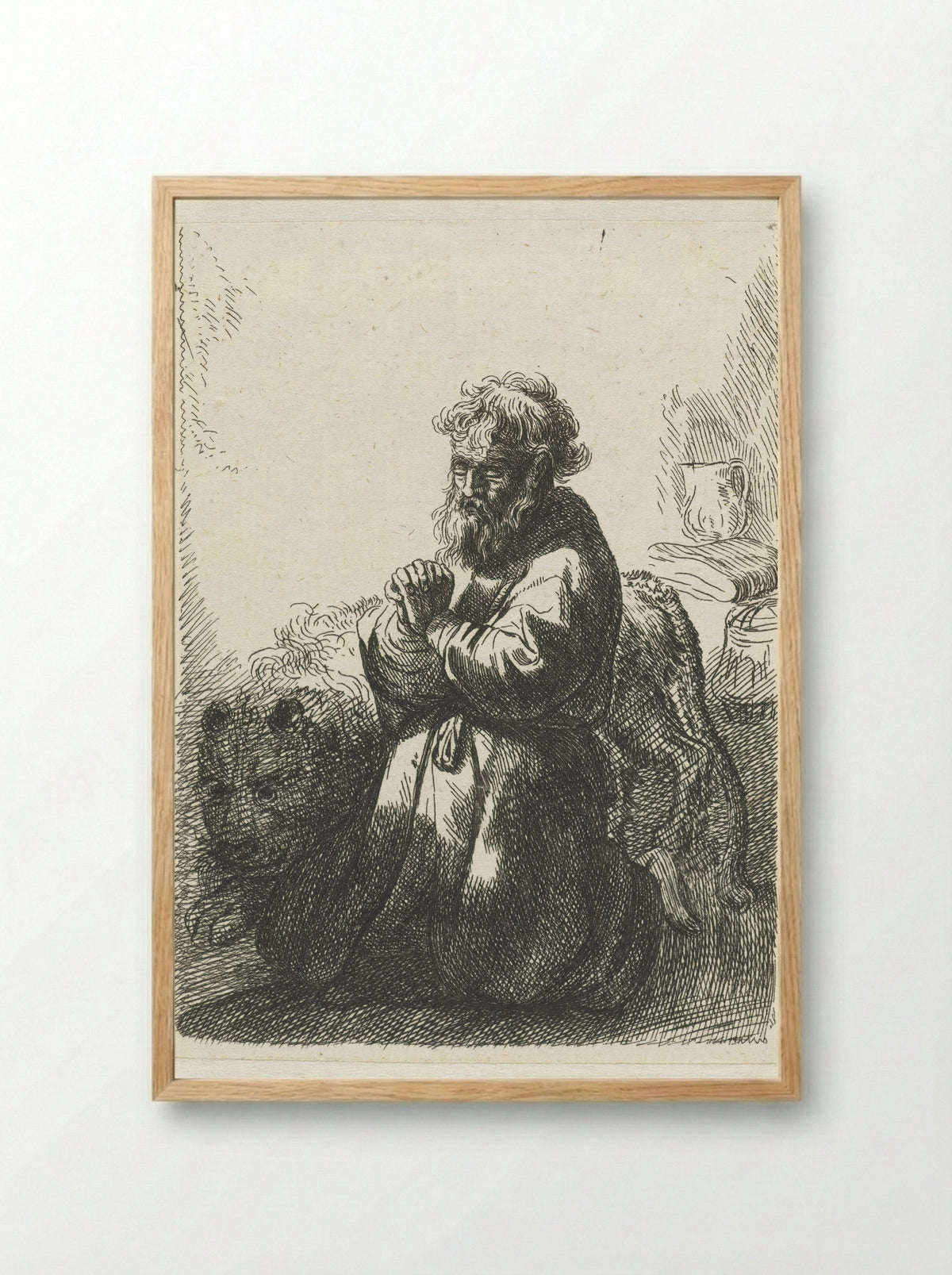 Saint Jerome Kneeling in Prayer - Willem van der Vliet - Framed Print Wood