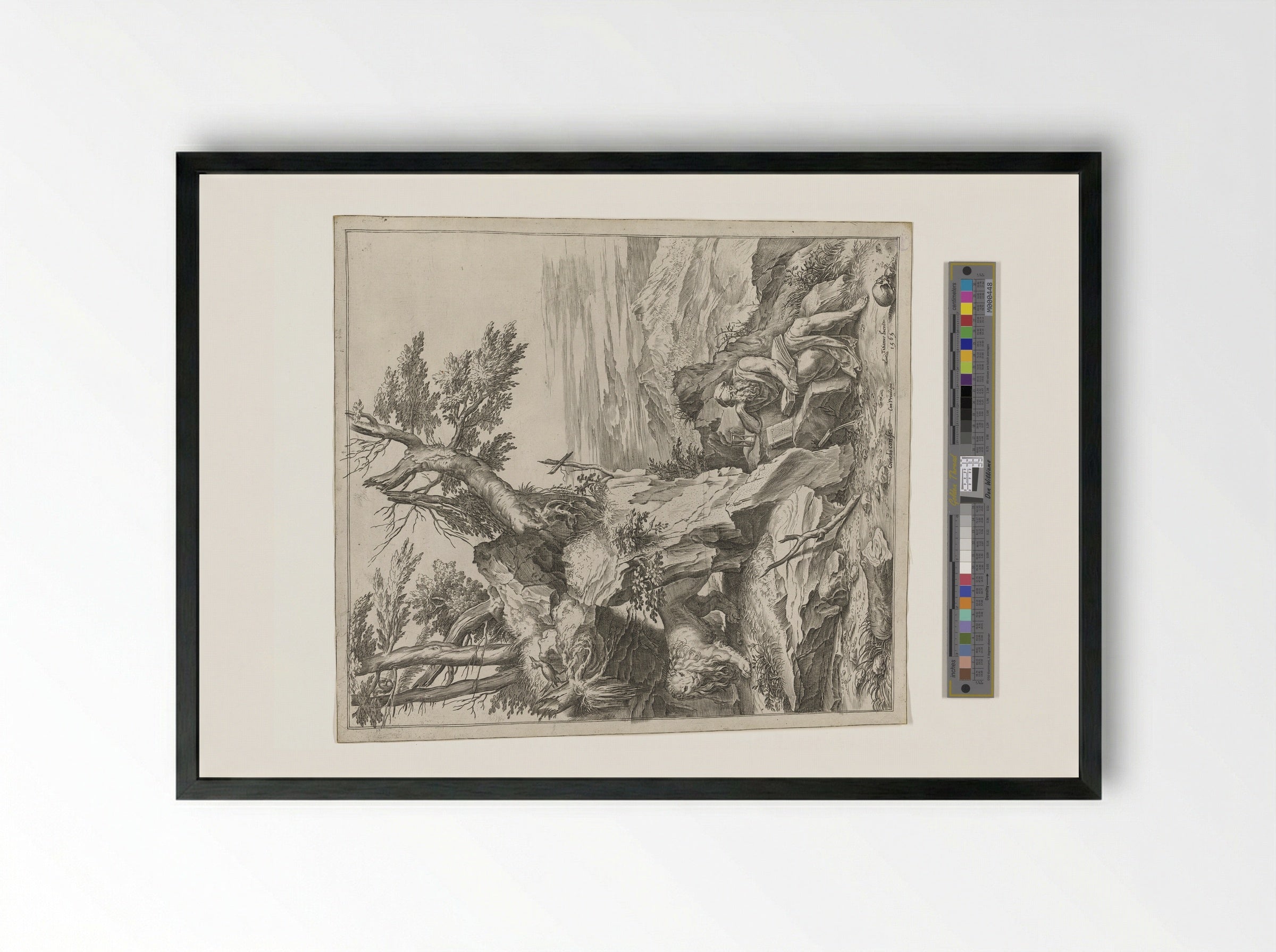 Saint Jerome Reading in the Desert - Cornelis Cort - Framed Print Black