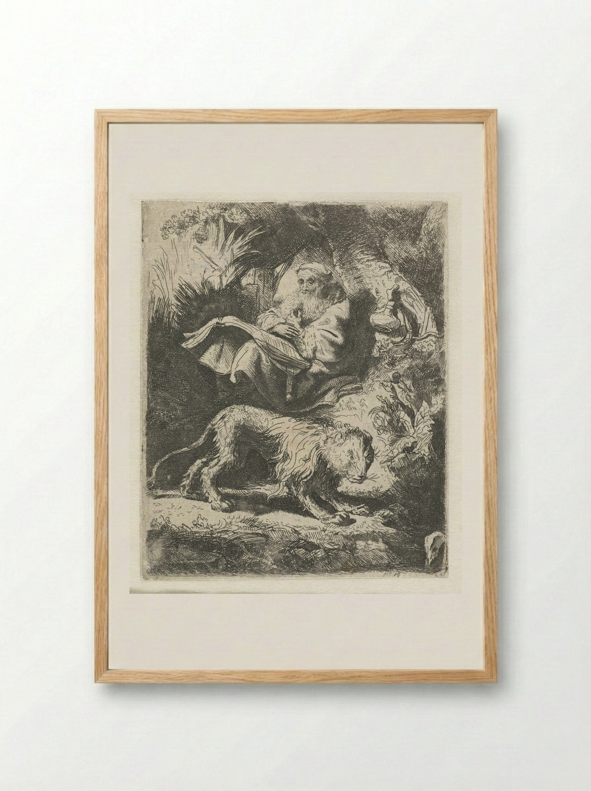 Saint Jerome Reading in the Wilderness - Joseph-Alexandre Le Campion - Framed Print Wood