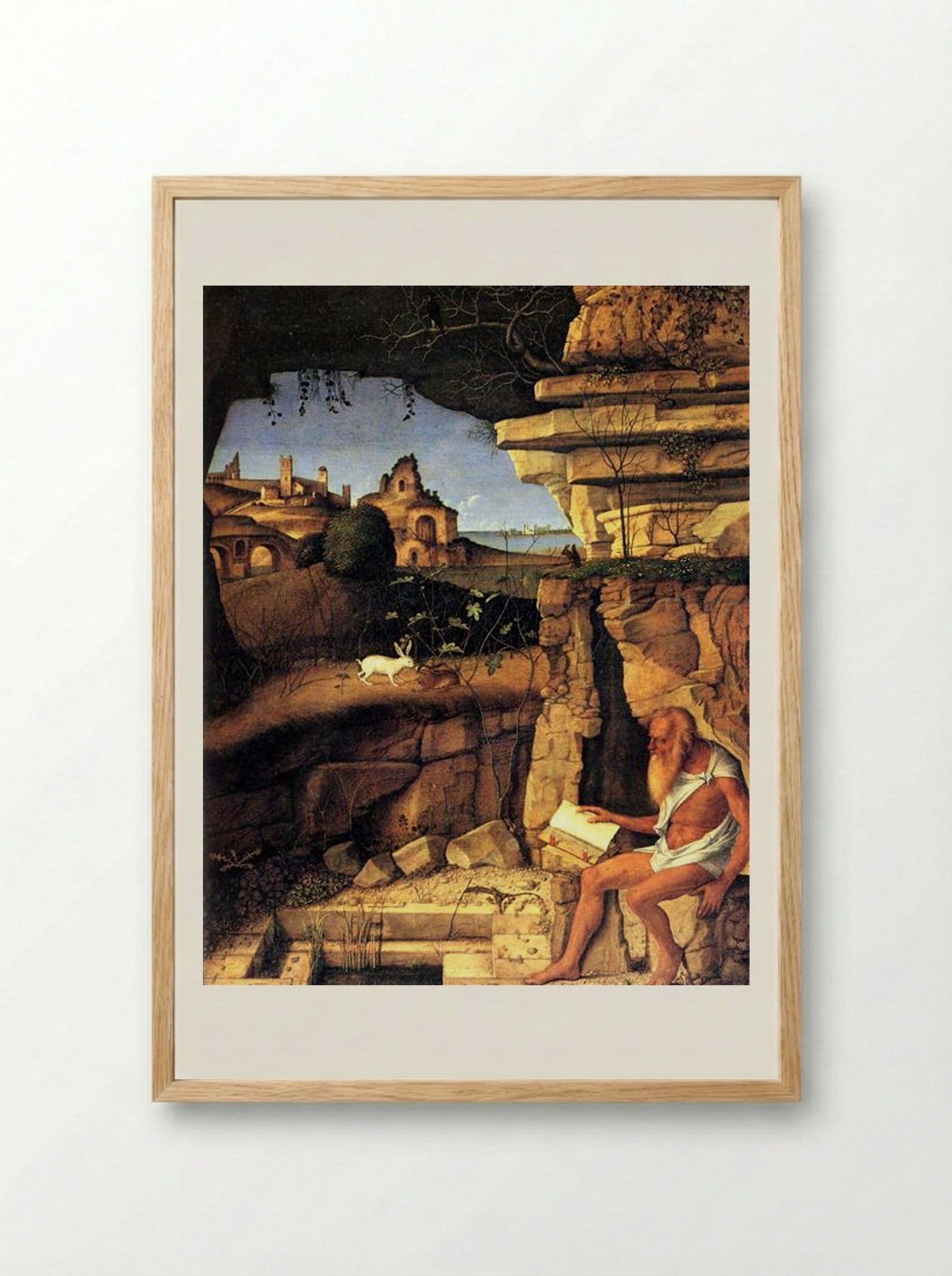 Saint Jerome Reading - Giovanni Bellini - Framed Print Wood