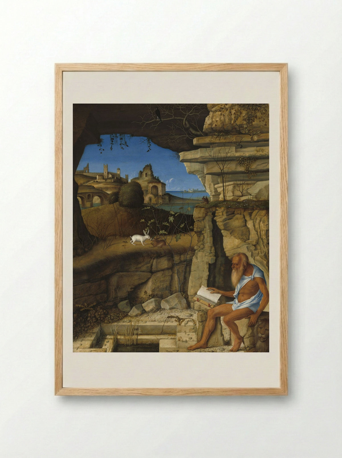 Saint Jerome Reading - Giovanni Bellini - Framed Print Wood