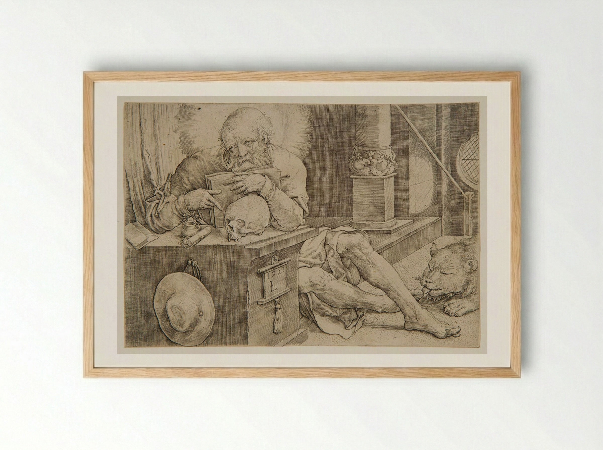 Saint Jerome in His Chamber - Lucas van Leyden - Framed Print Wood