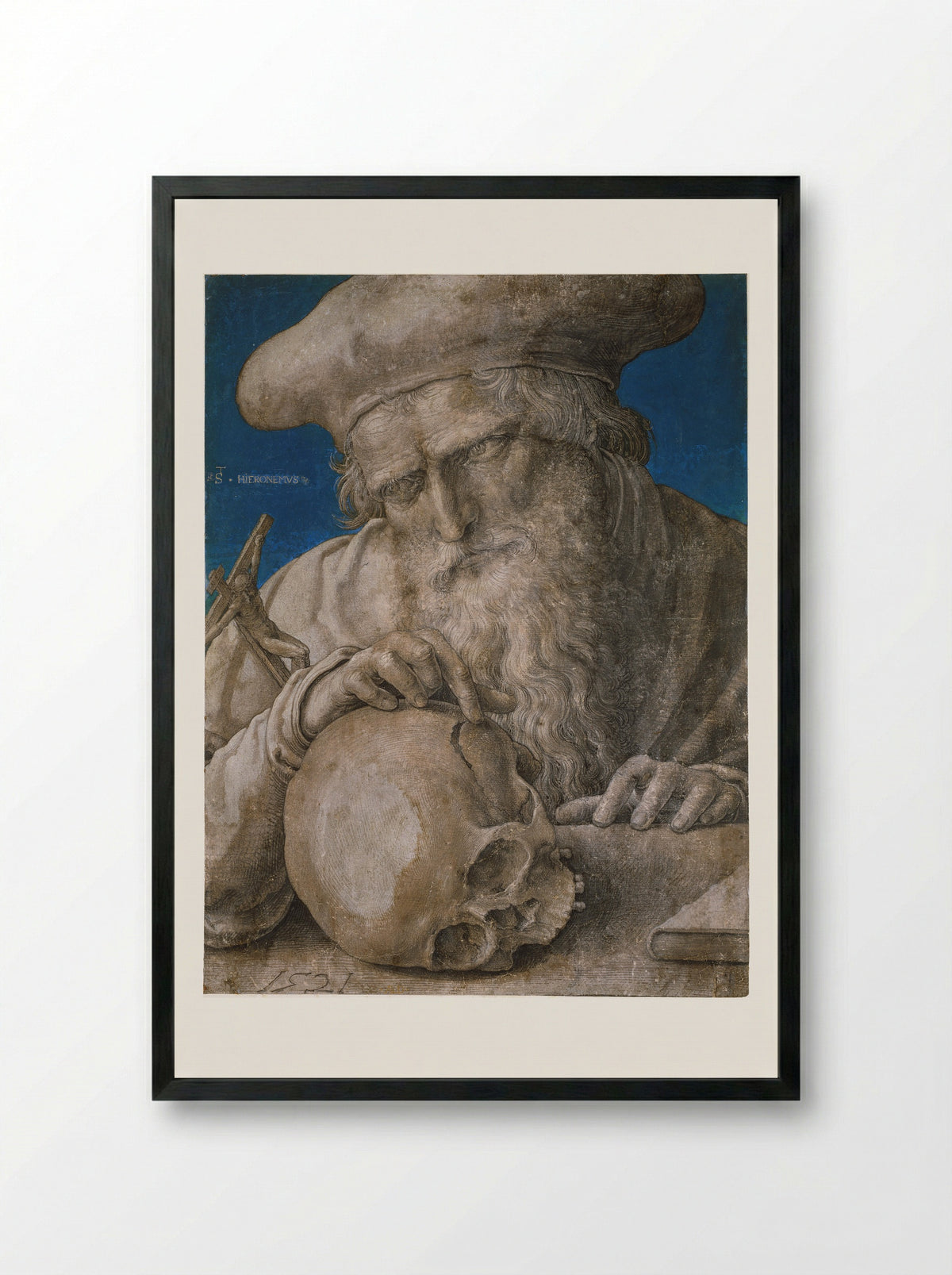 Saint Jerome in His Study - Lucas van Leyden - Framed Print Black